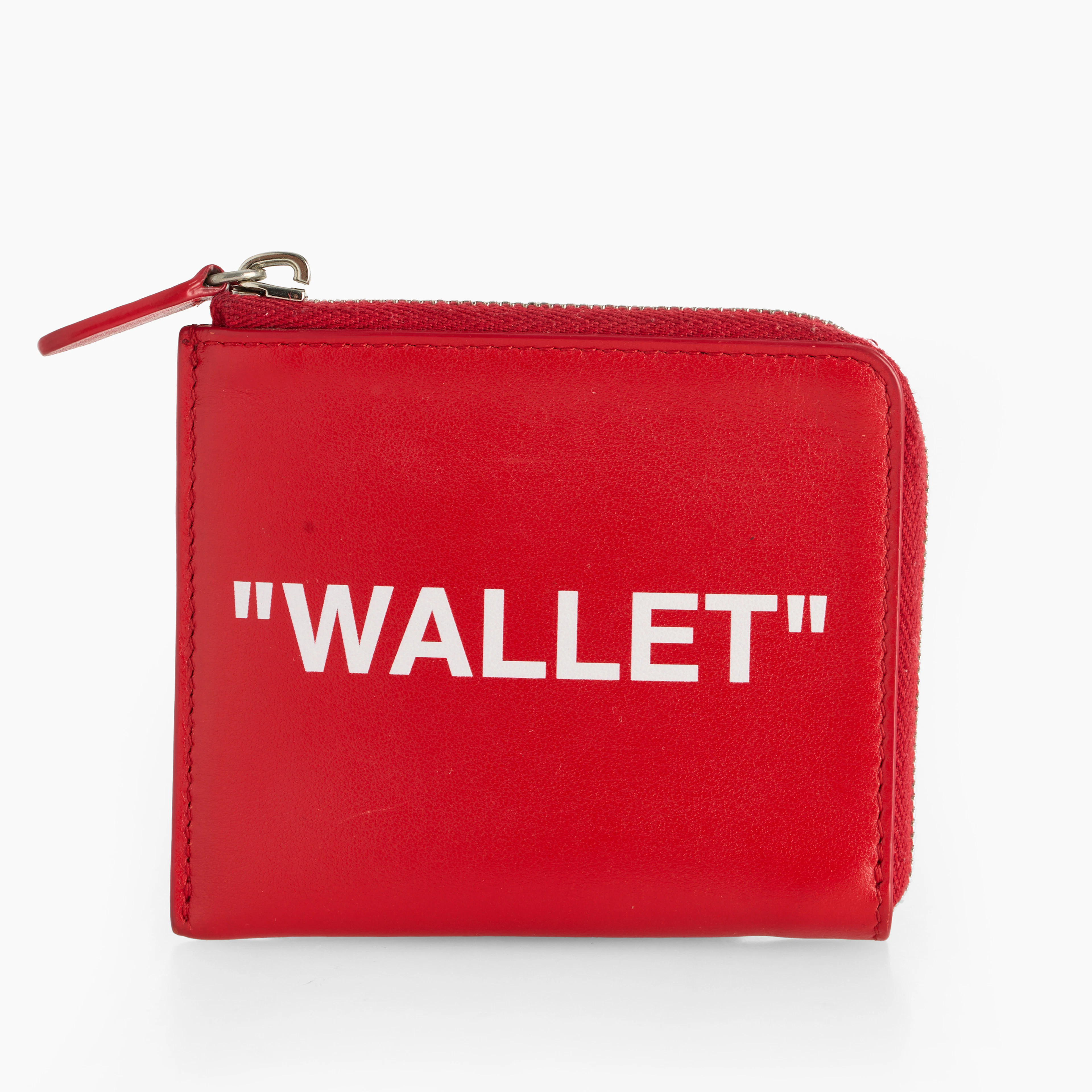 OFF-WHITE. Korthållare, "Wallet", rött läder.