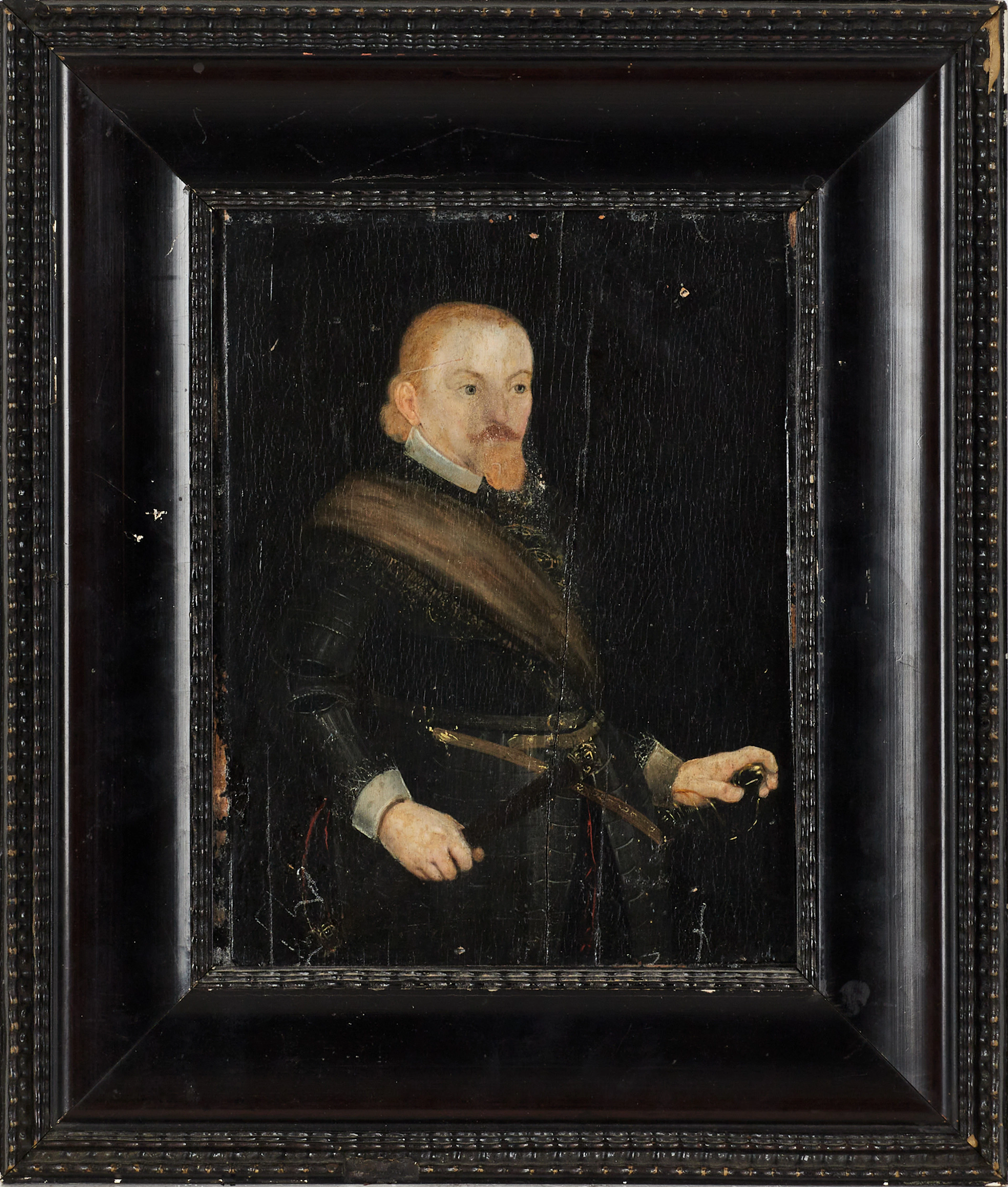 OKÄND KONSTNÄR, Tysk fältherre, 1600-tal, olja på pannå.