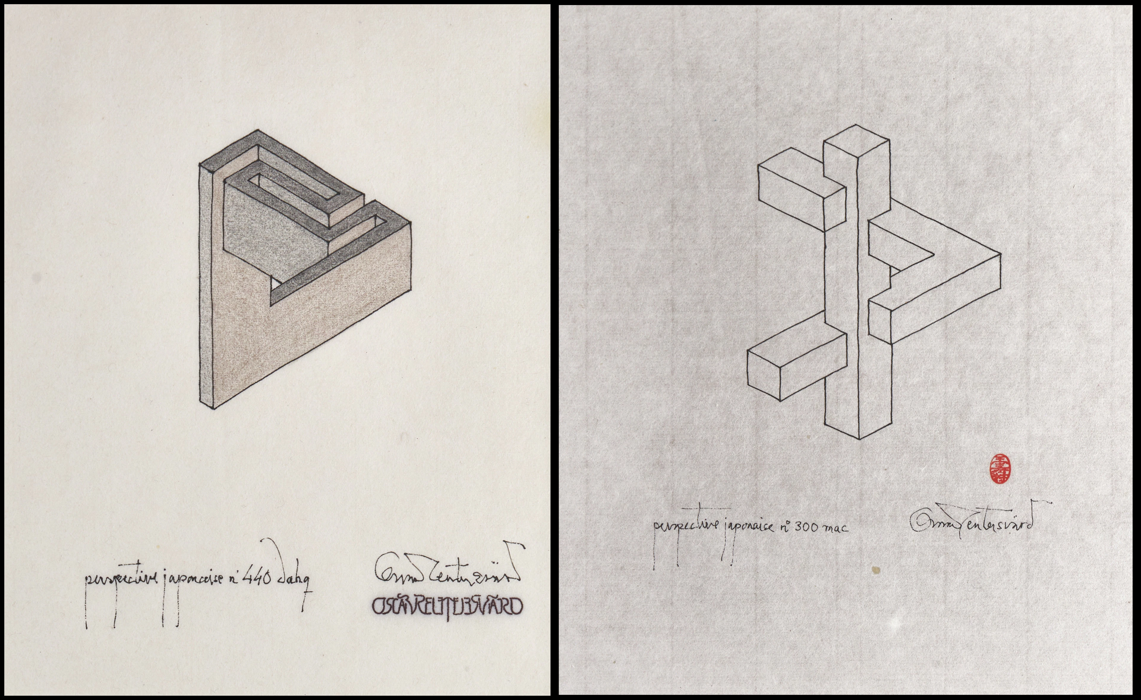 OSCAR REUTERSVÄRD (Sverige, 1915-2002), (2), Perspective japonaise