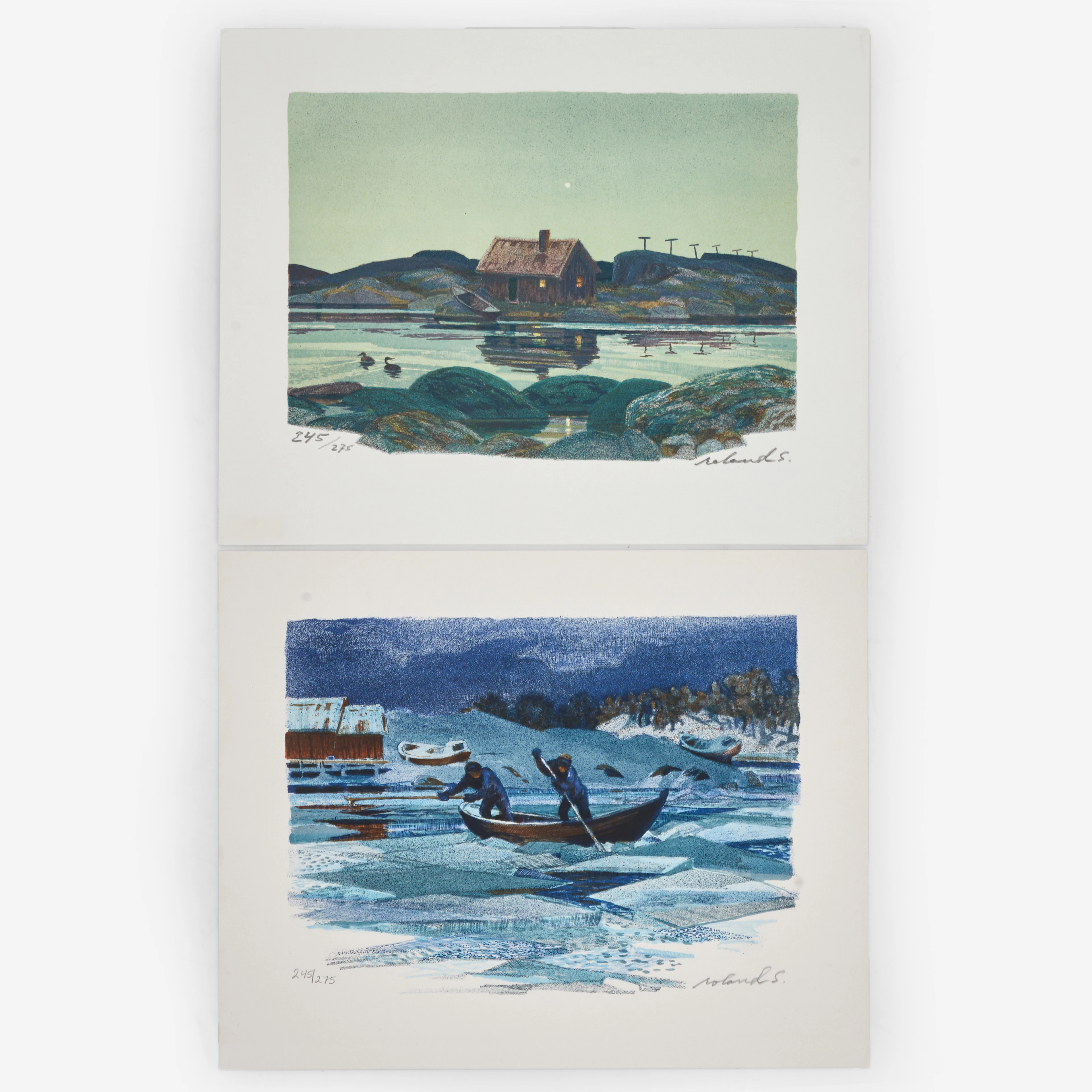 ROLAND SVENSSON (1910-2003). Mapp "Årstiderna i skärgården", 2 st