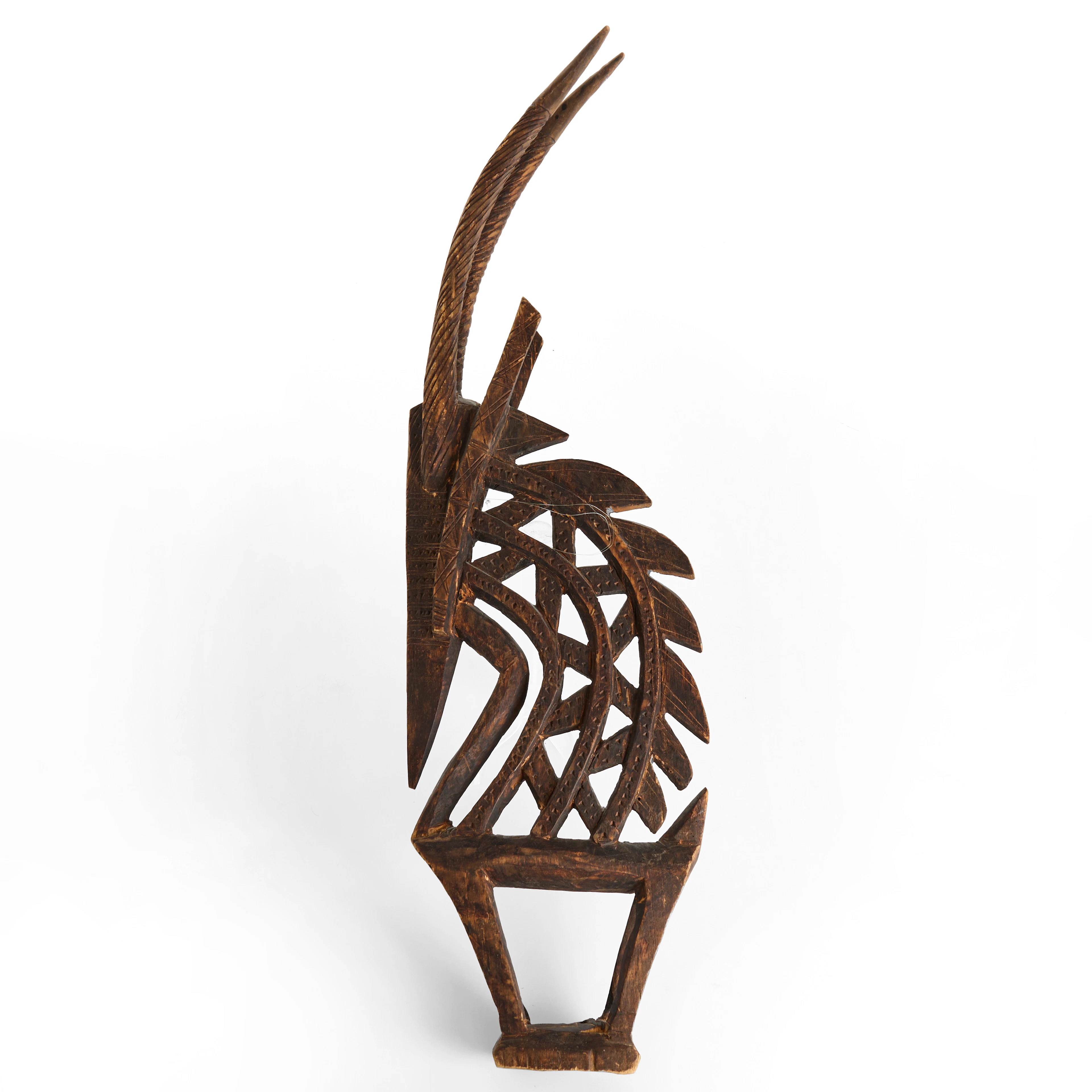 MASK-KRÖN, "Tyi-wara", Bamana, Elfenbenskusten, antilop/jordsvin, 1960-tal.