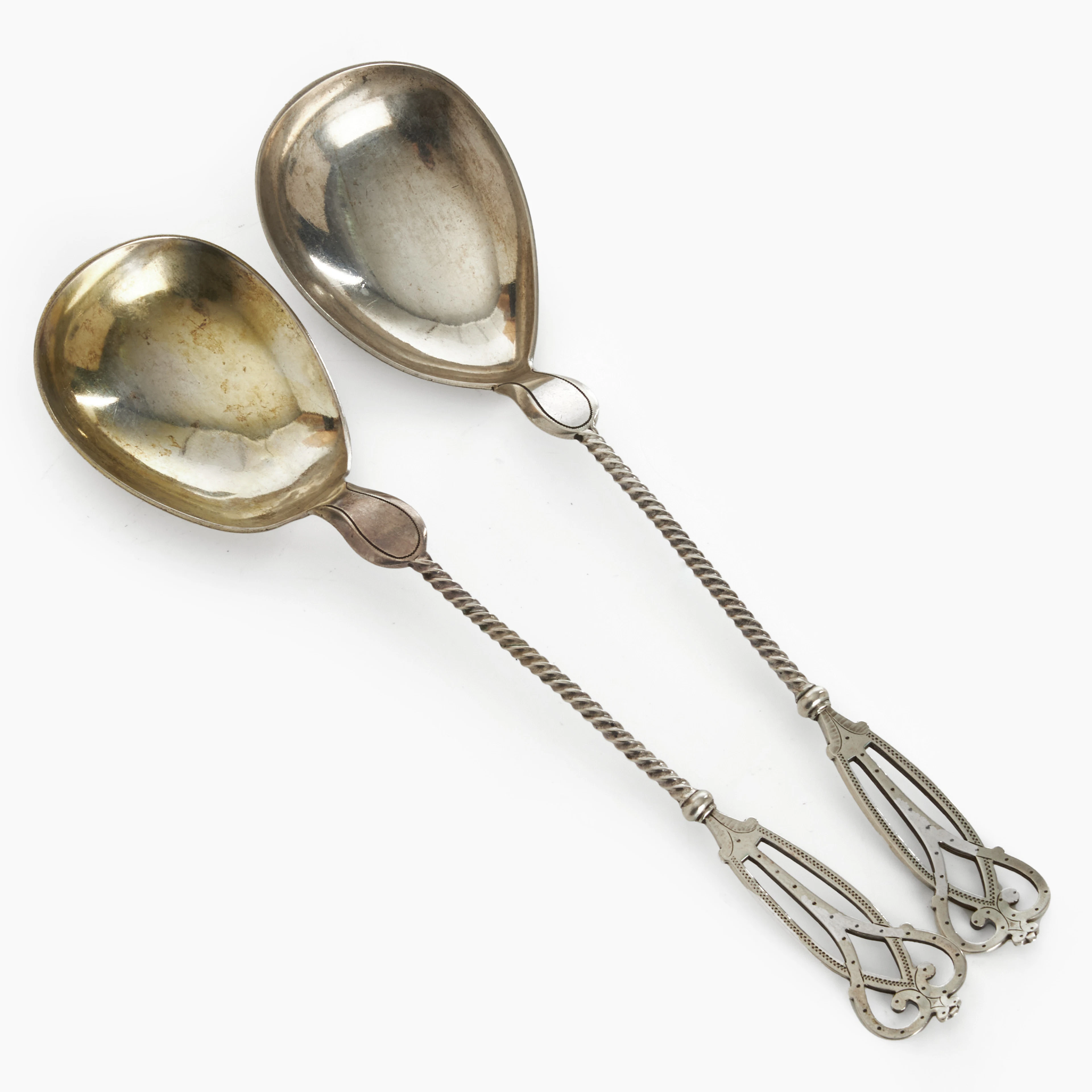 SERVERINGSBESTICK, ett par, silver, P. Hertz, Danmark 1897.