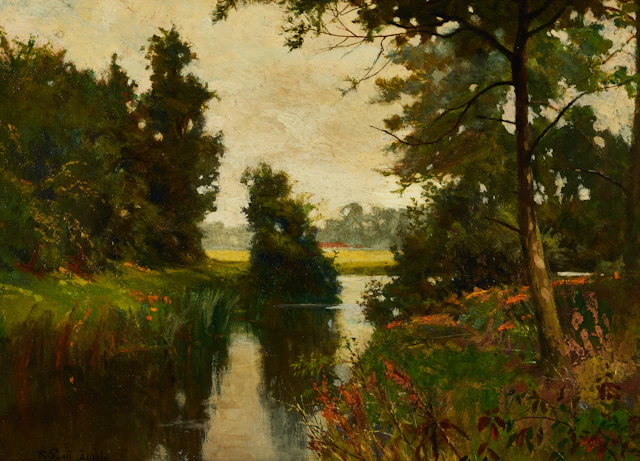 ROBERT SCOTT TEMPLE (c. 1850-1937). "Summer morning", signerad, olja på duk.