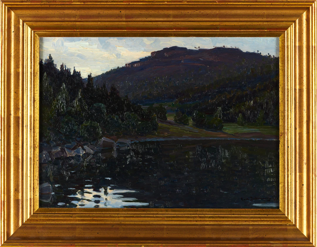 CARL JOHANSSON (1863-1944). Insjölandskap, signerad, daterad 07, olja