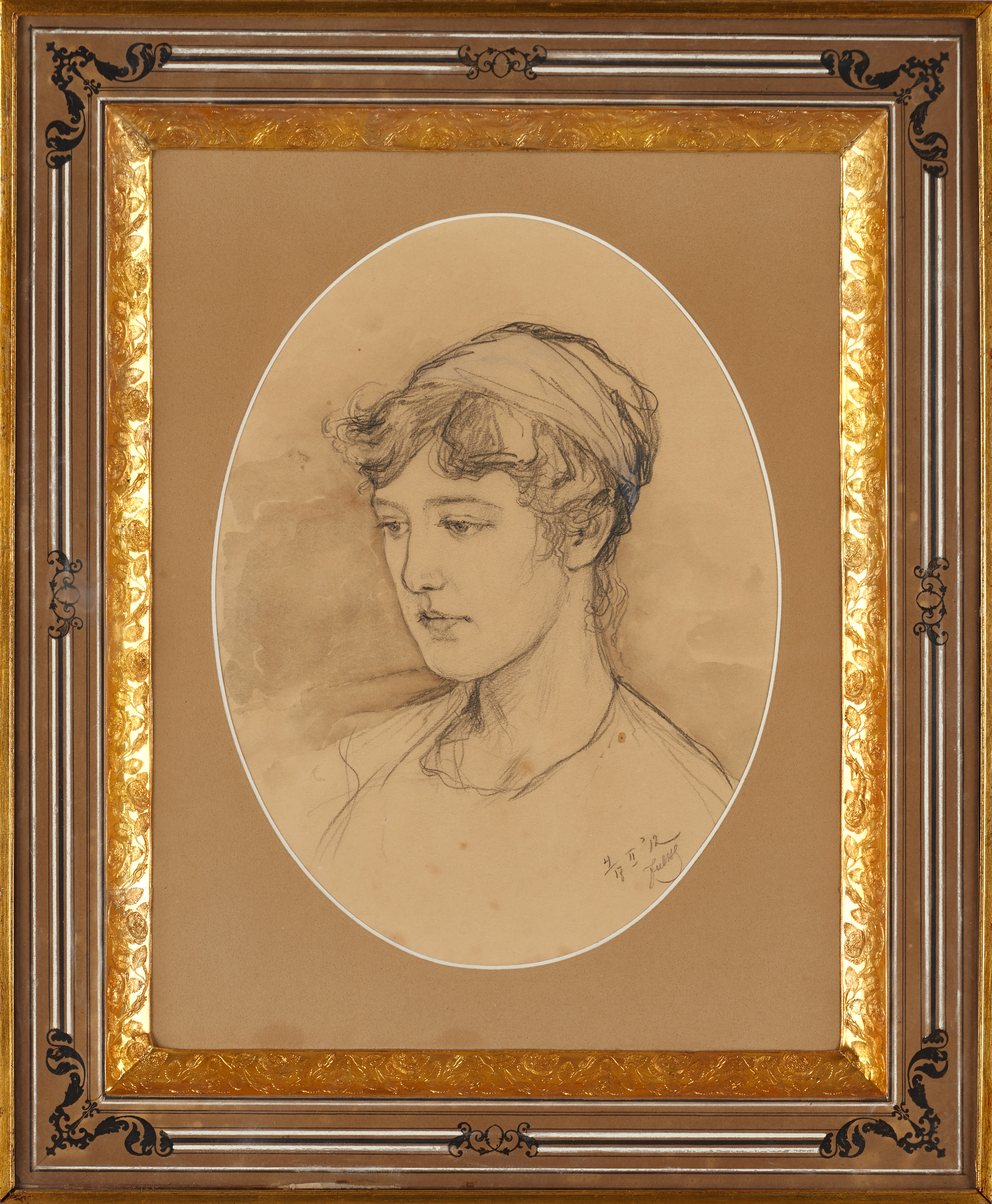 RYSK SKOLA, Porträtt av kvinna, signerad och daterad 4/13 1912, b