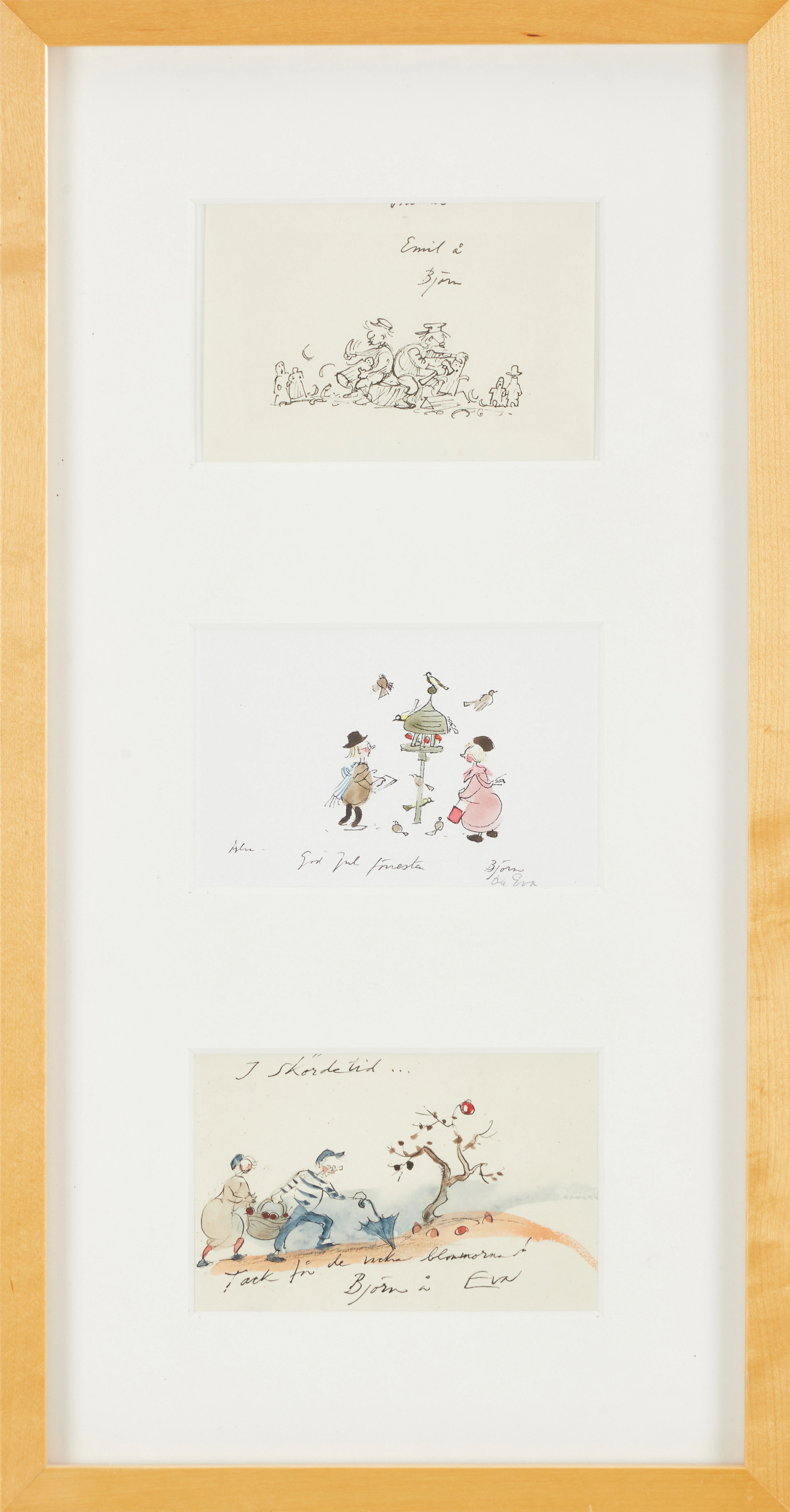 BJÖRN BERG (Sverige, 1923-2008), 3 samramade teckningar, signerade