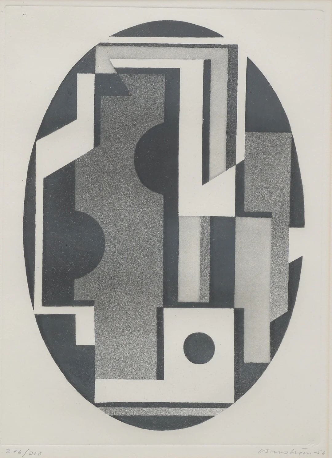 CURT BURSTRÖM. ETSNING OCH AKVATINT, "COMPOSITION 10", SIGNERAD, NUMRERAD