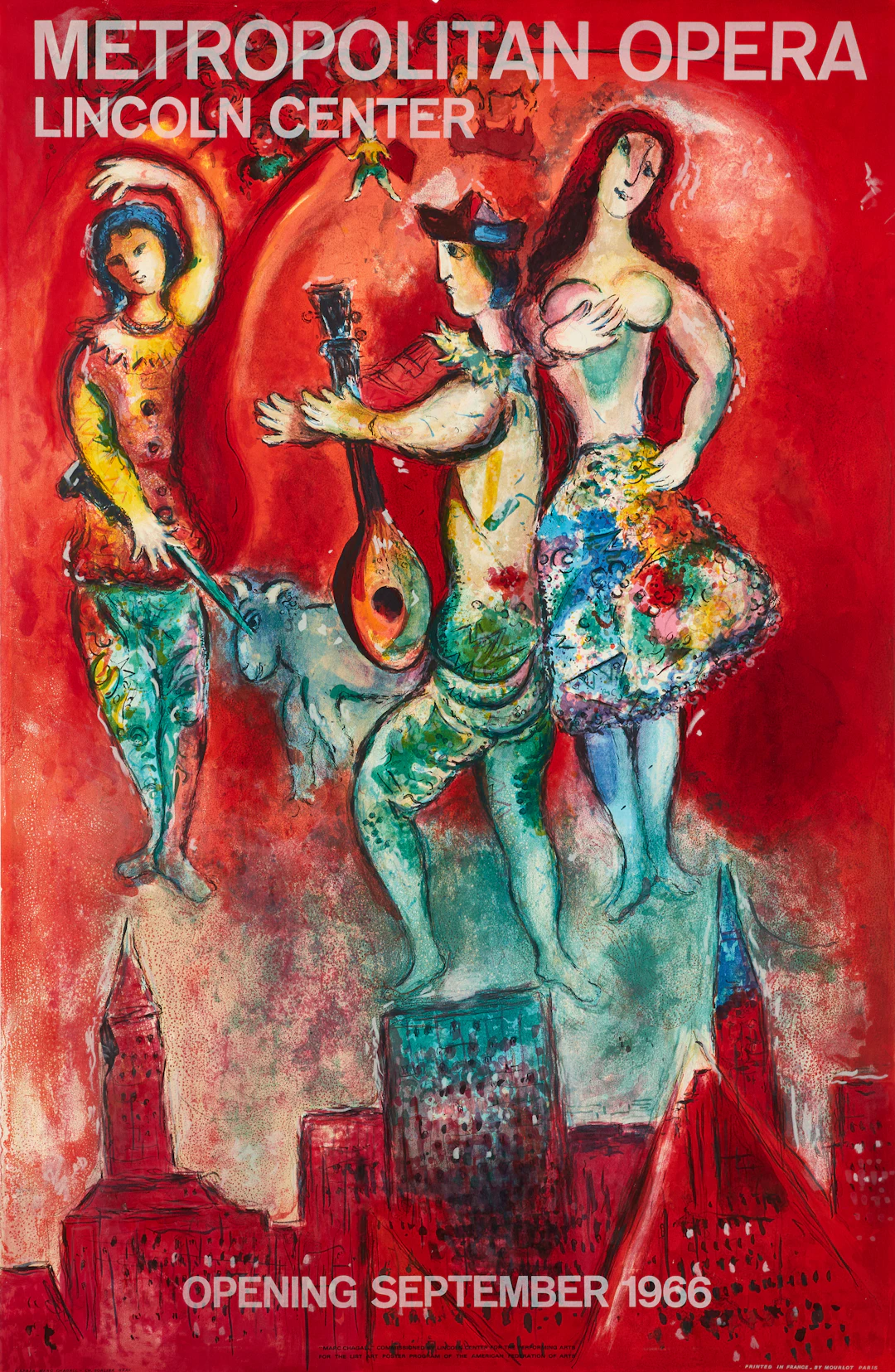 MARC CHAGALL. EFTER. "Carmen", färglitografisk affisch, för Metropolitan