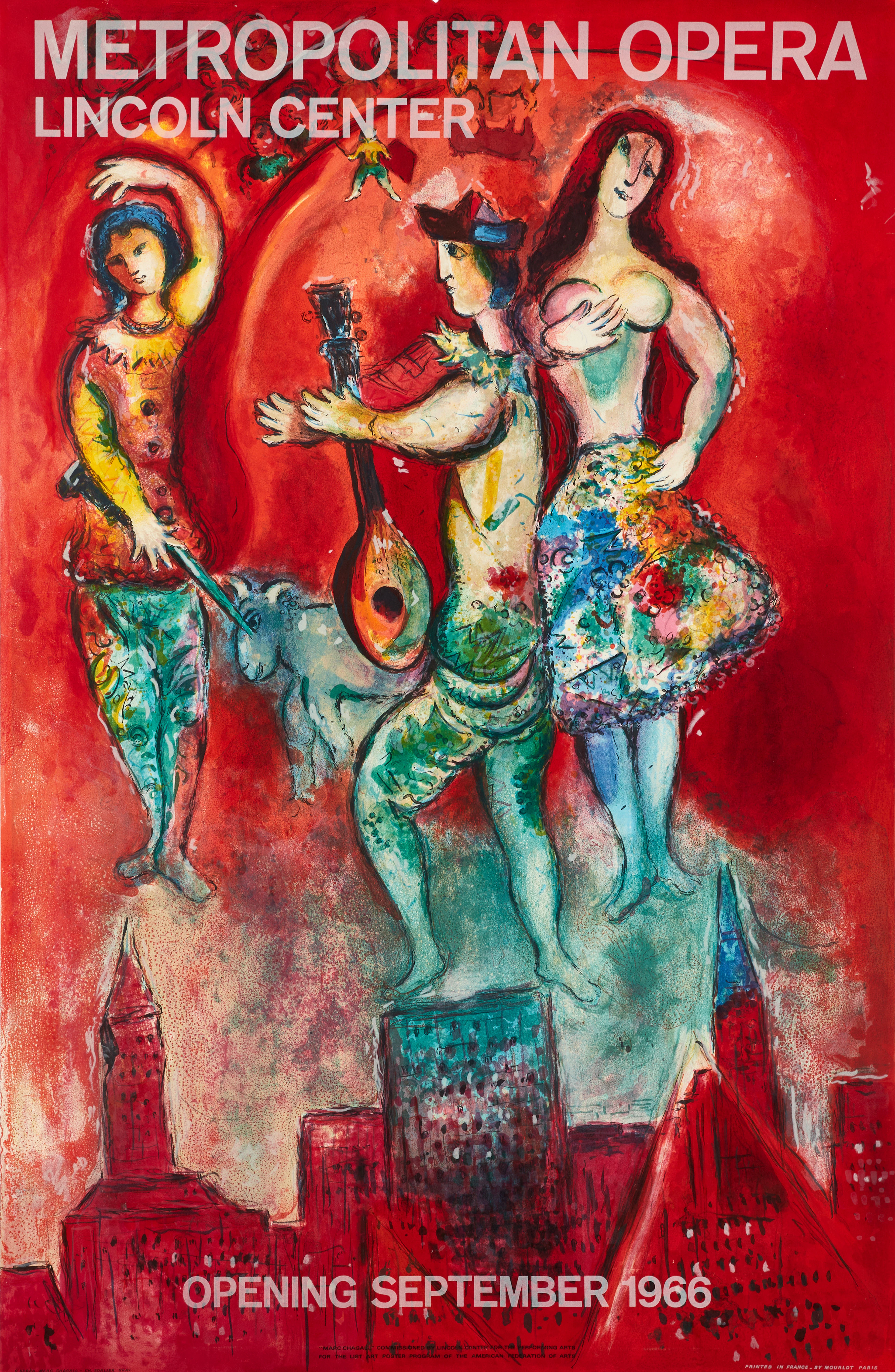 MARC CHAGALL. EFTER. "Carmen", färglitografisk affisch, för Metropolitan