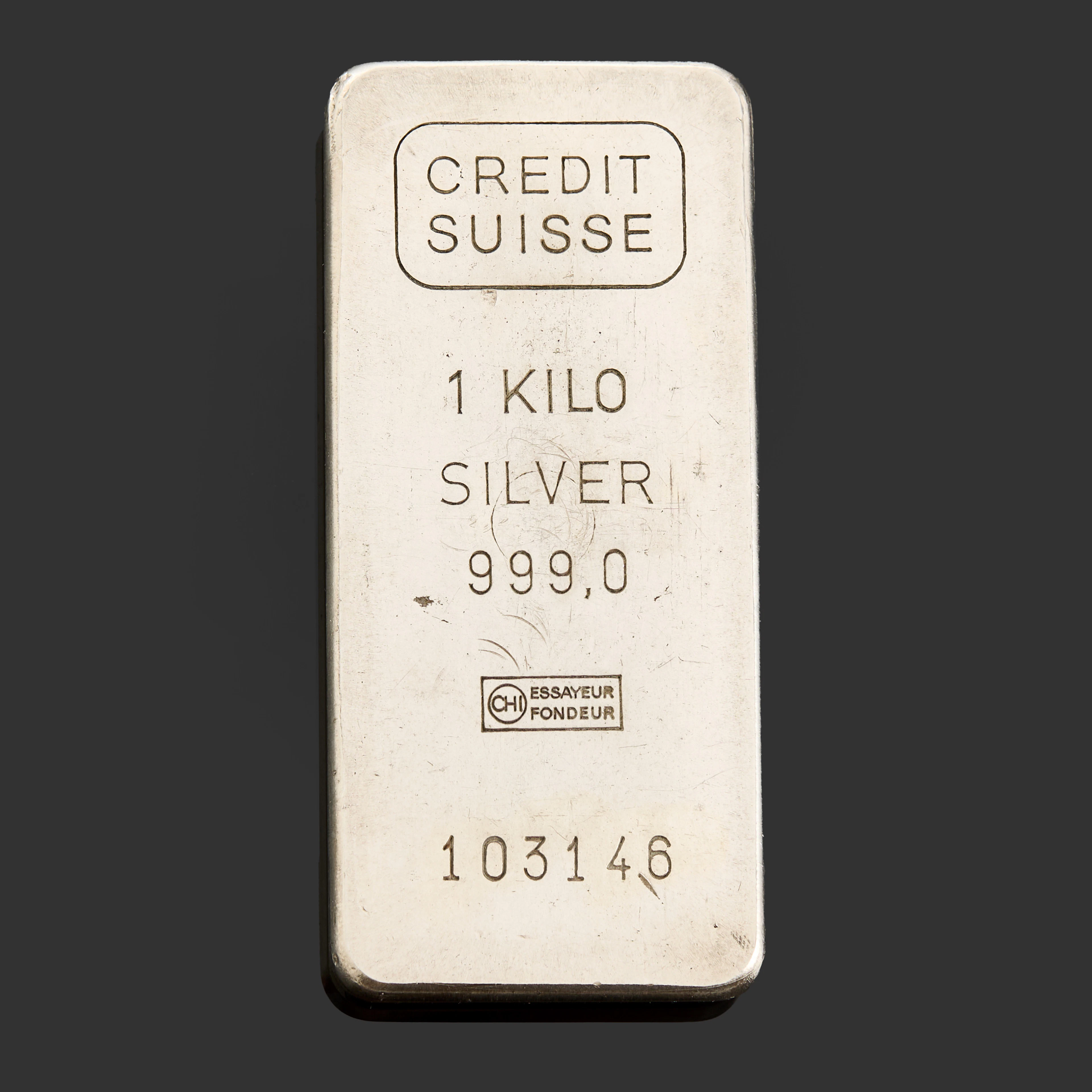 SILVERTACKA, 999,0 silver, Credit Suisse, ca 1000 gram.
