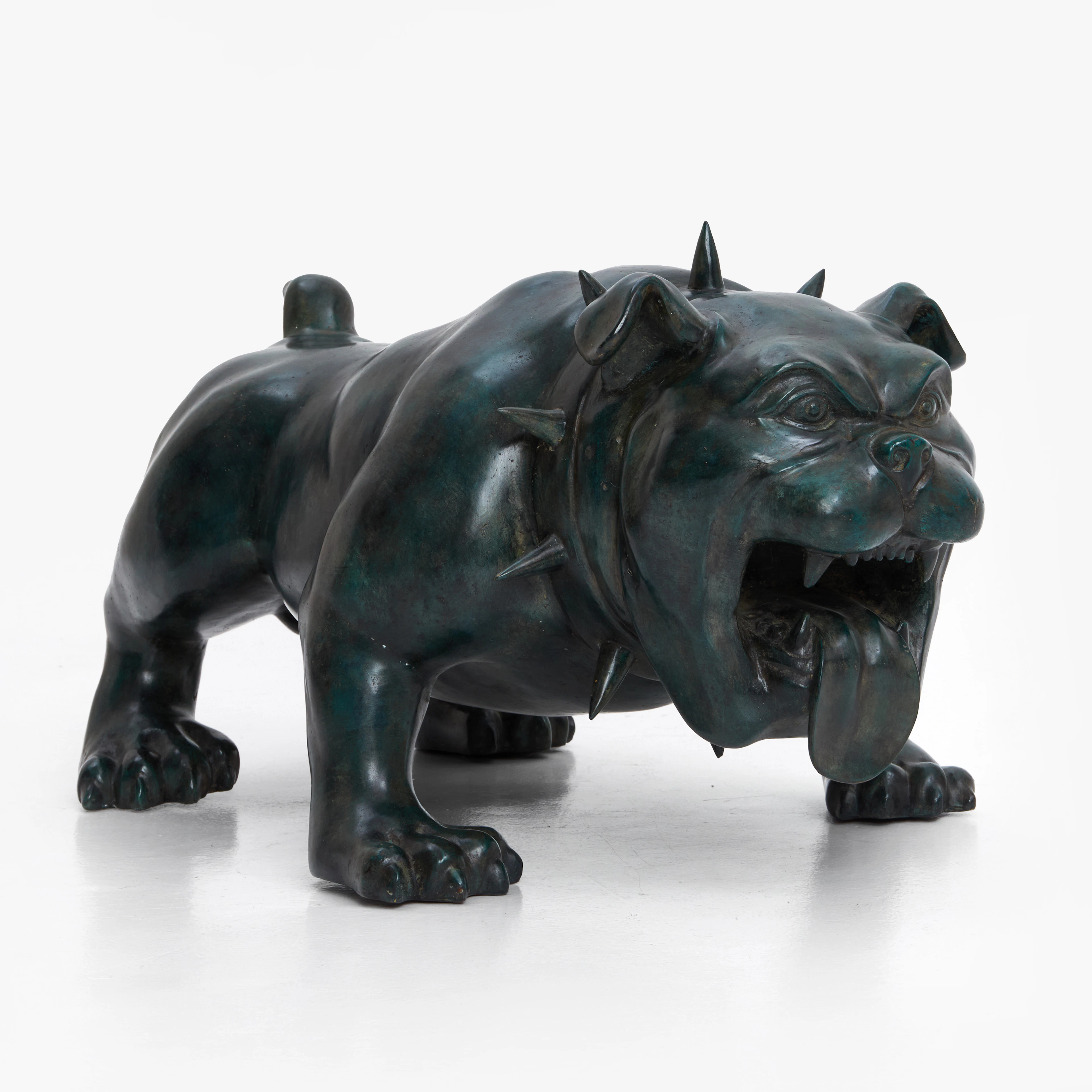 "BULLDOG", Skulptur i grönpatinerad brons, Art People Gallery.