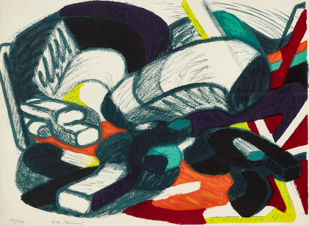 OLLE BONNIER (1925-2016). "Pelota", komposition. Signerad 169/180. Litografi.
