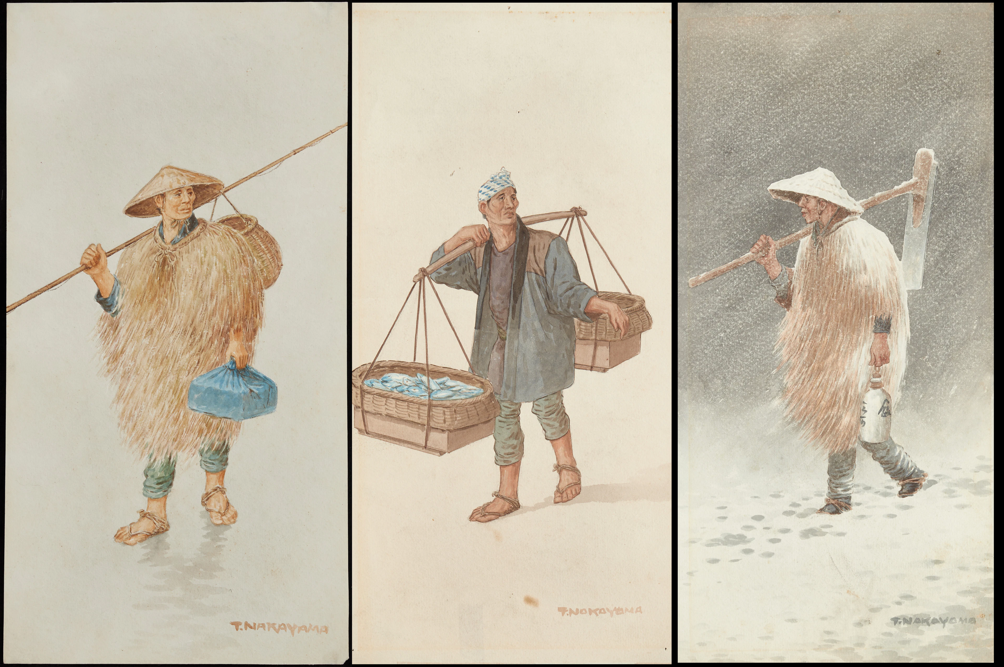 TAKASHI NAKAYAMA (Japan 1893-1978), (3st), japanska bönder och försäljare