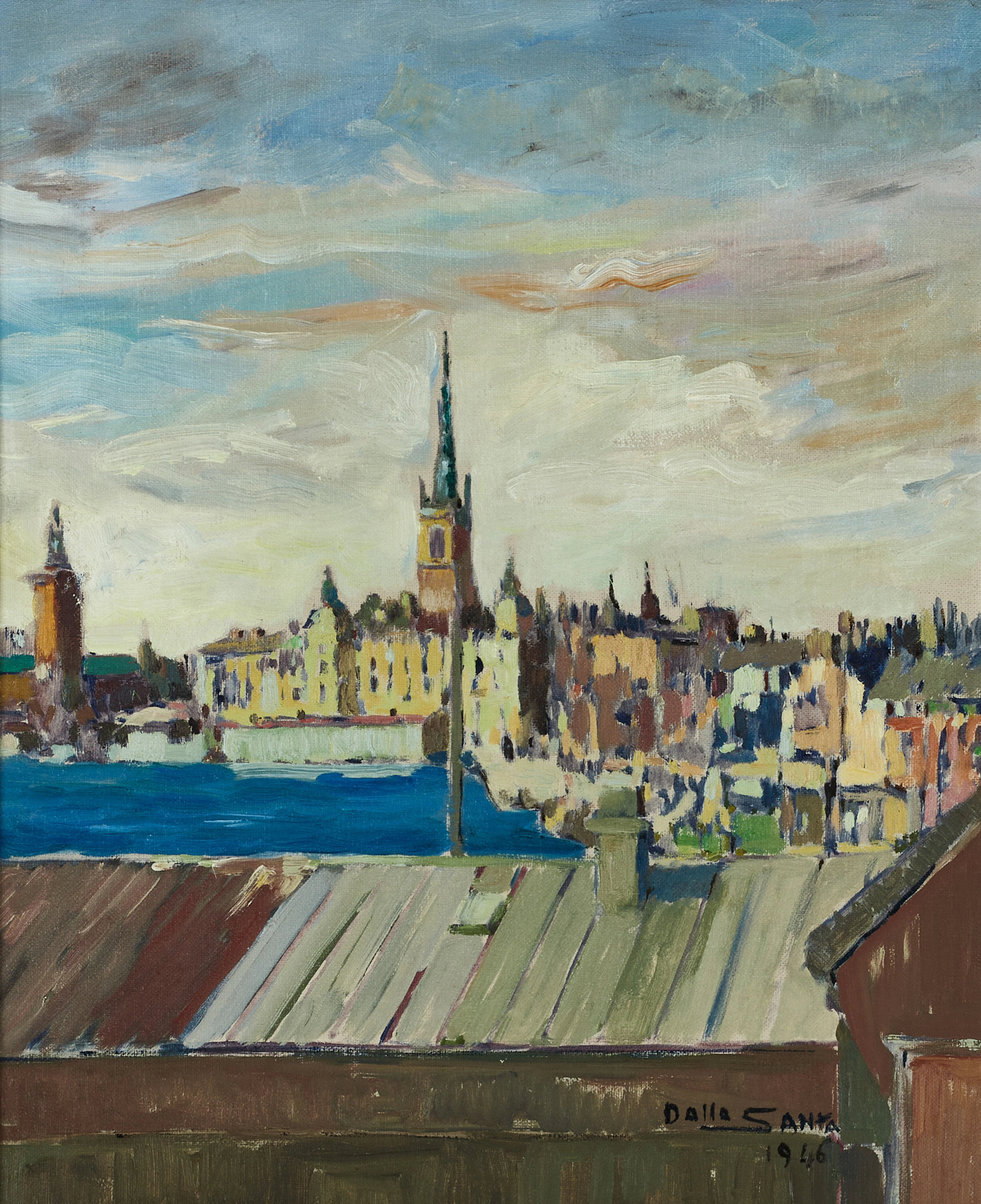 PIETRO DALLA SANTA (1931-2002), Vy mot Riddarholmen från Mariaberget