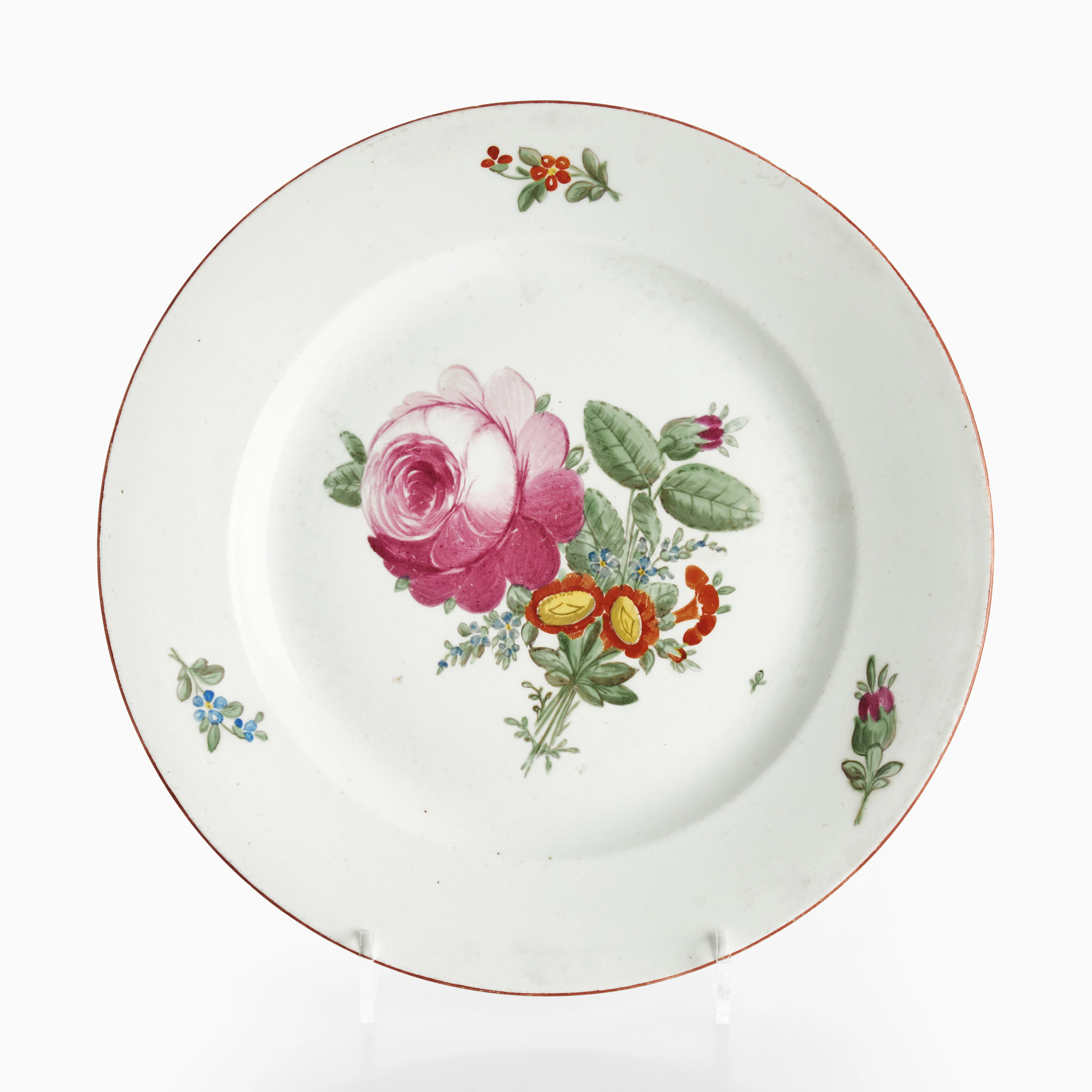 TALLRIK, porslin, Ryssland, 1700-tal, målad dekor av "Deutsche blumen"