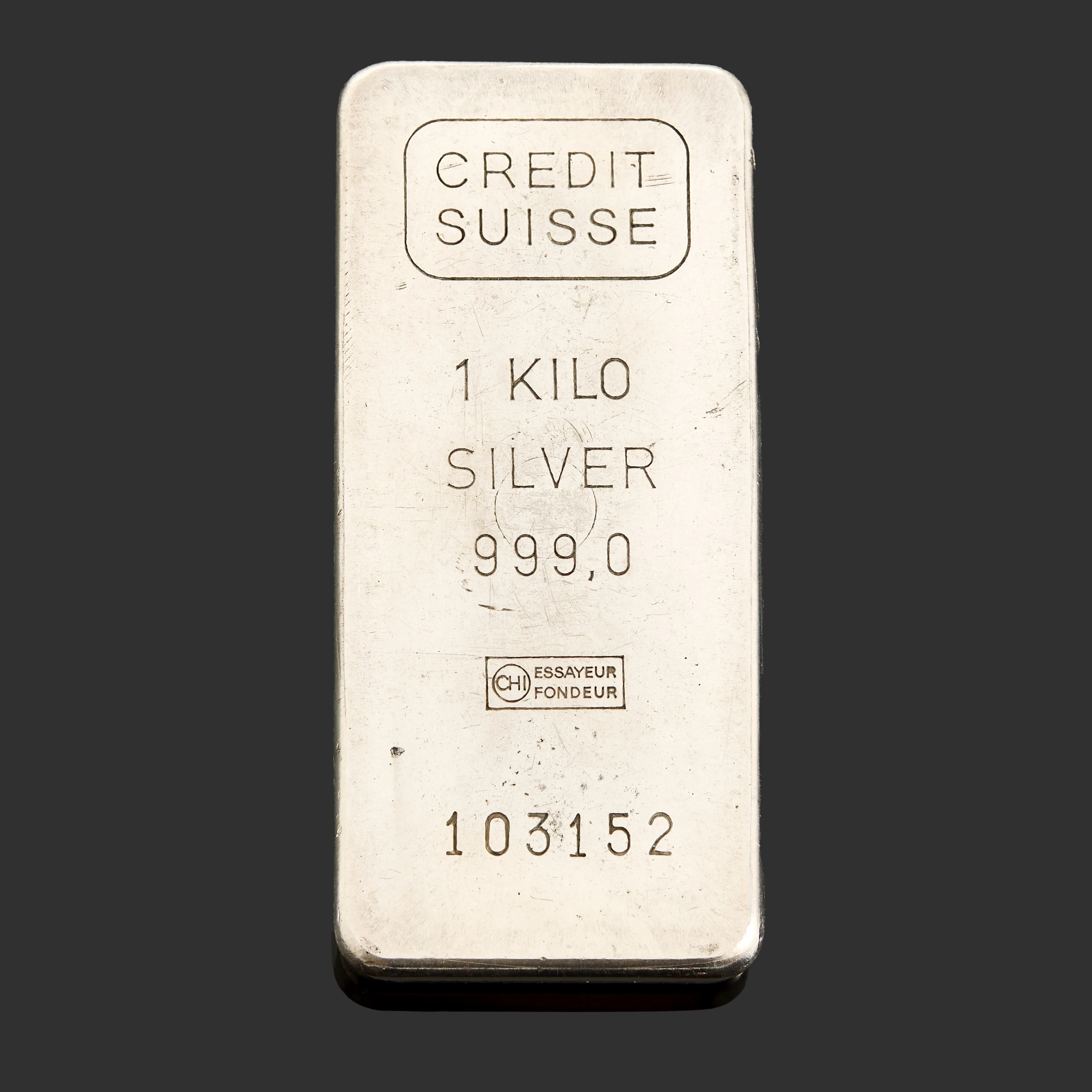 SILVERTACKA, 999,0 silver, Credit Suisse, ca 1000 gram.