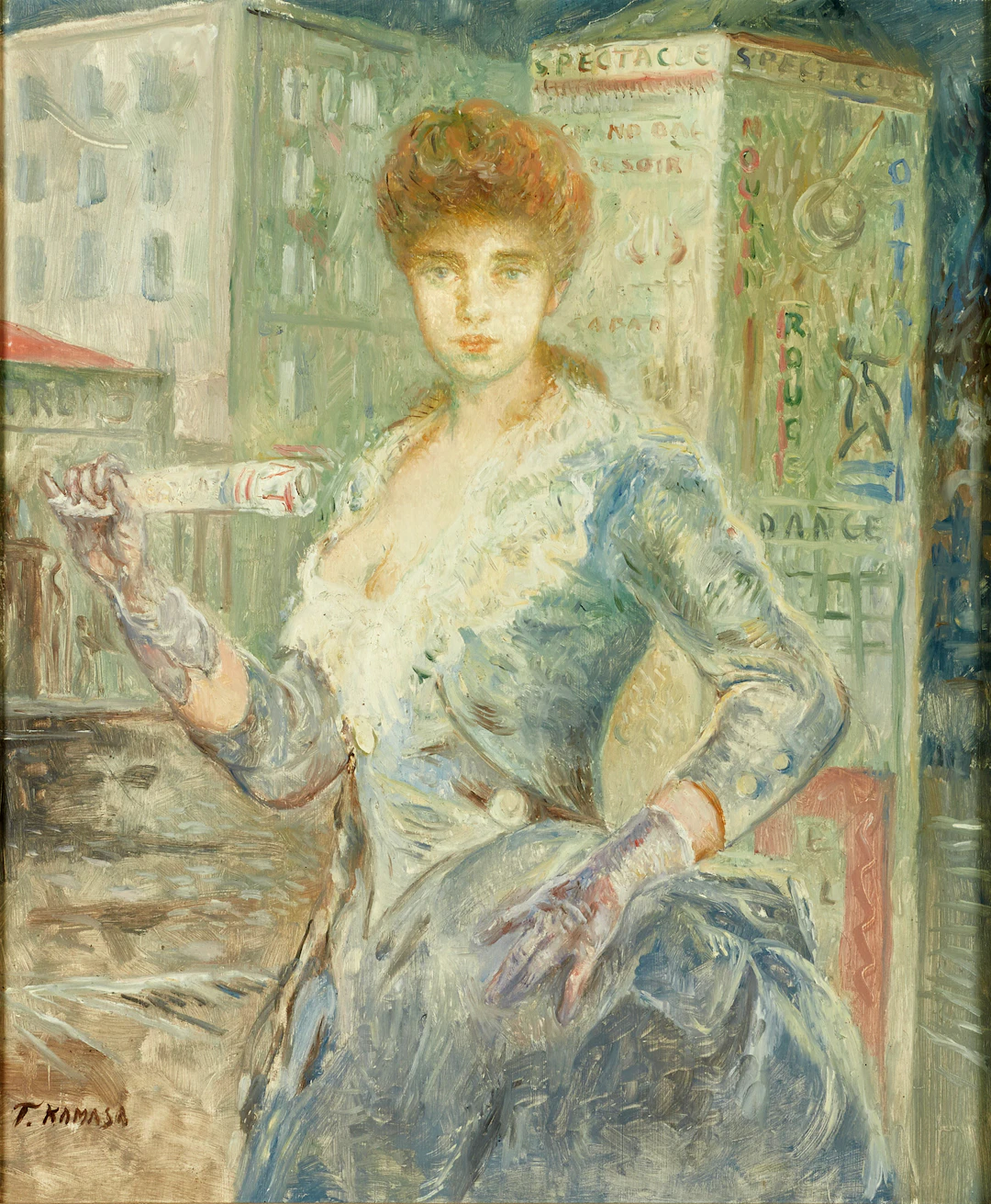 TADEUSZ KAMASA (Polen, 1924-2003). Kvinna i Paris, signerad, olja på pannå.