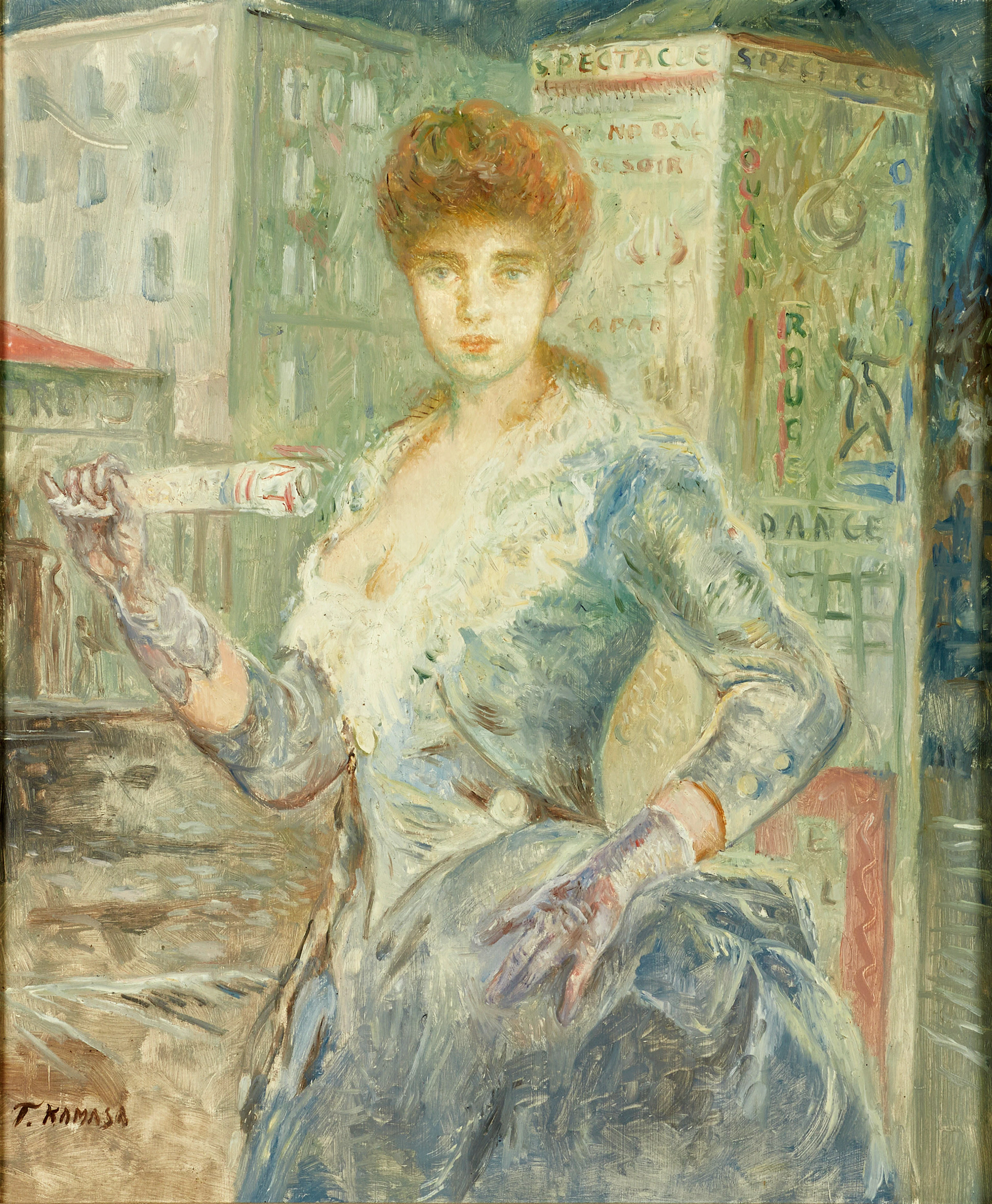 TADEUSZ KAMASA (Polen, 1924-2003). Kvinna i Paris, signerad, olja på pannå.