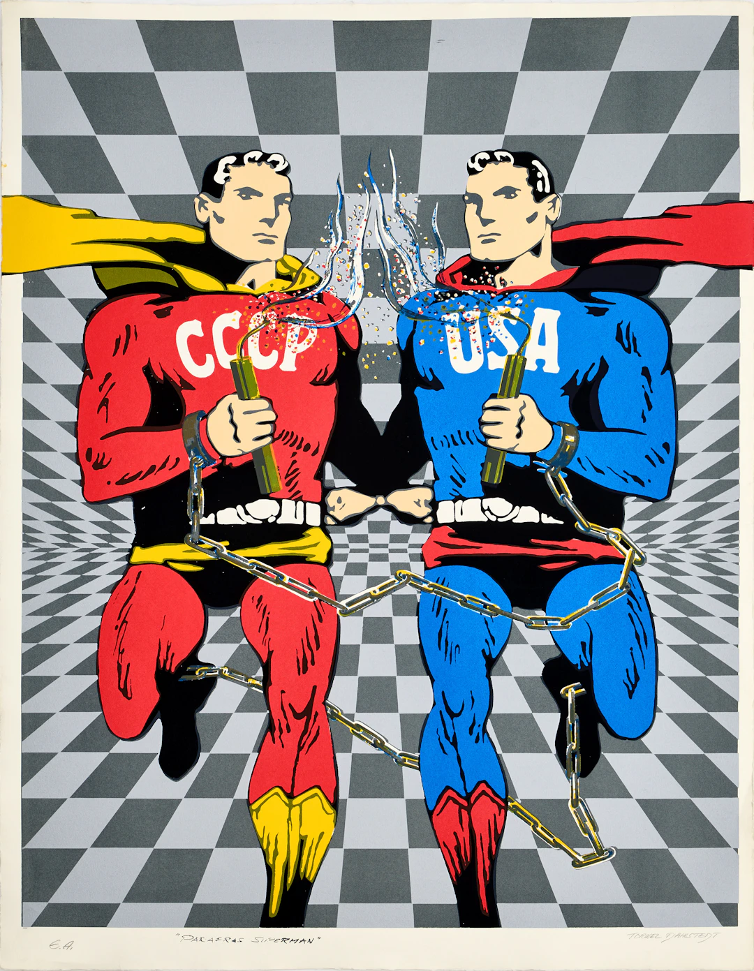 TORKEL DAHLSTEDT (född 1942). "Parafras Superman", CCCP x USA, signerad