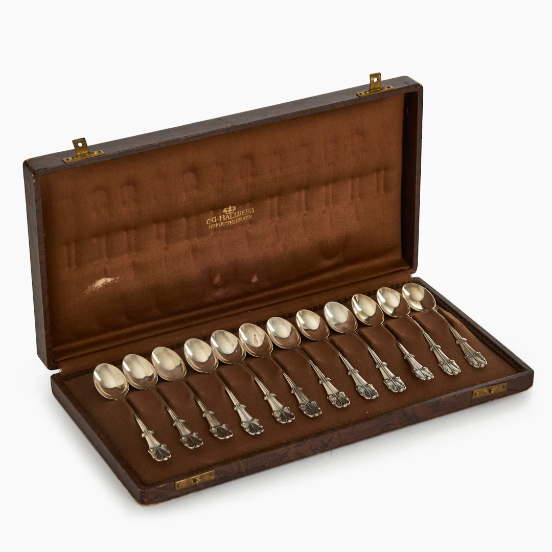 KAFFESKEDAR, 12 st., silver, K. Andersson, Stockholm 1937.