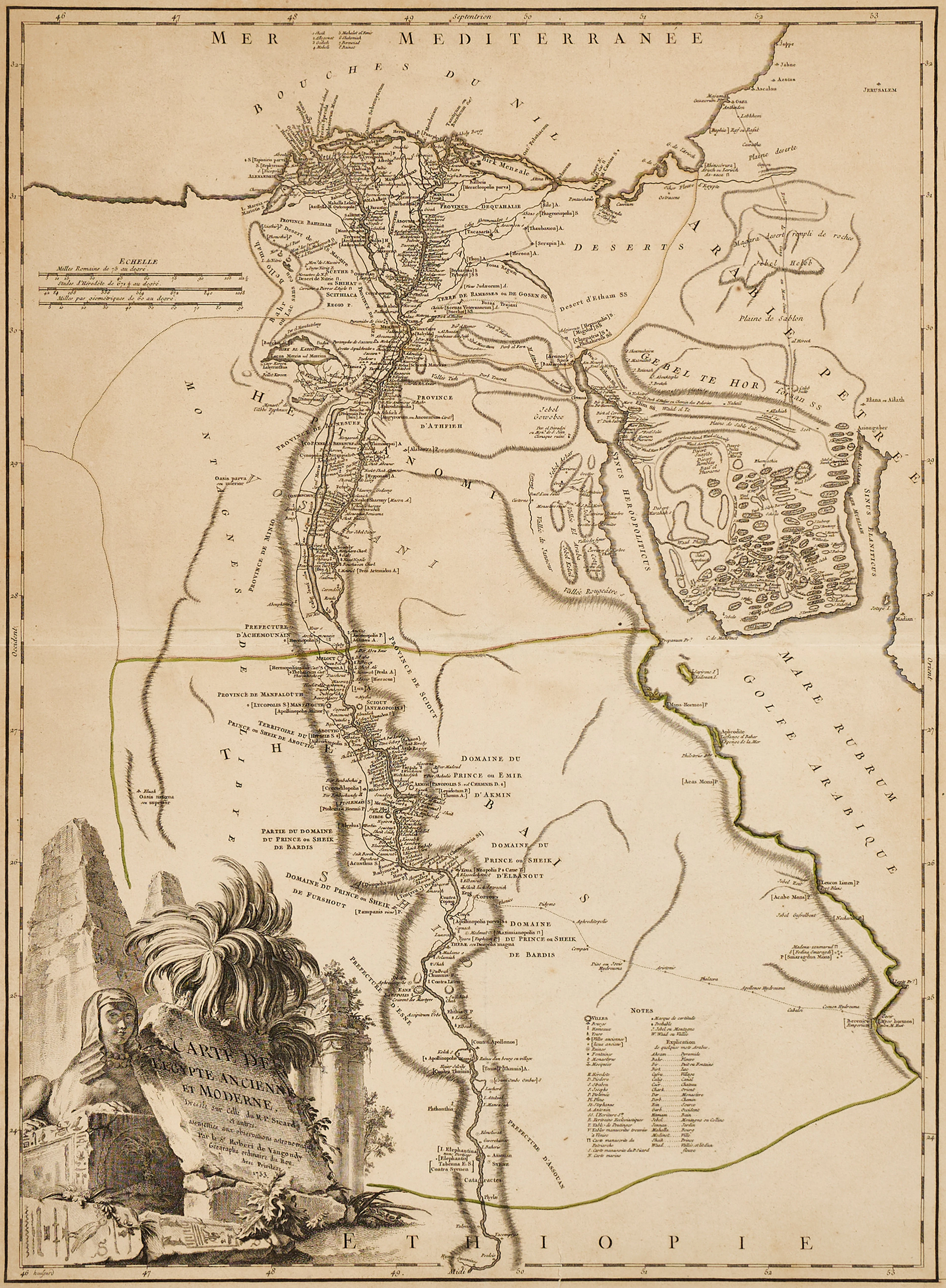 VAUGONDY, Carte de L'Egypte Ancienne et Moderne, 1753.