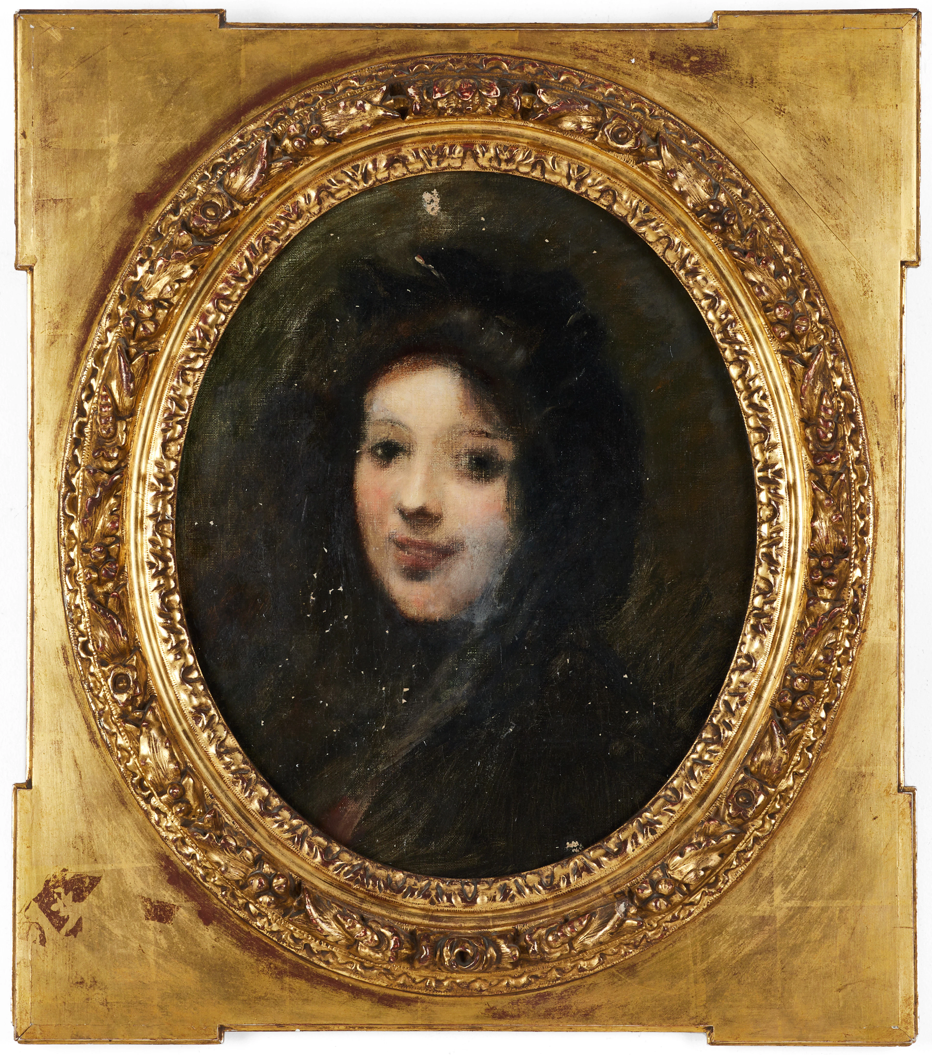 OIDENTIFIERAD KONSTNÄR, 1800-tal, porträtt, svag signatur mitten till