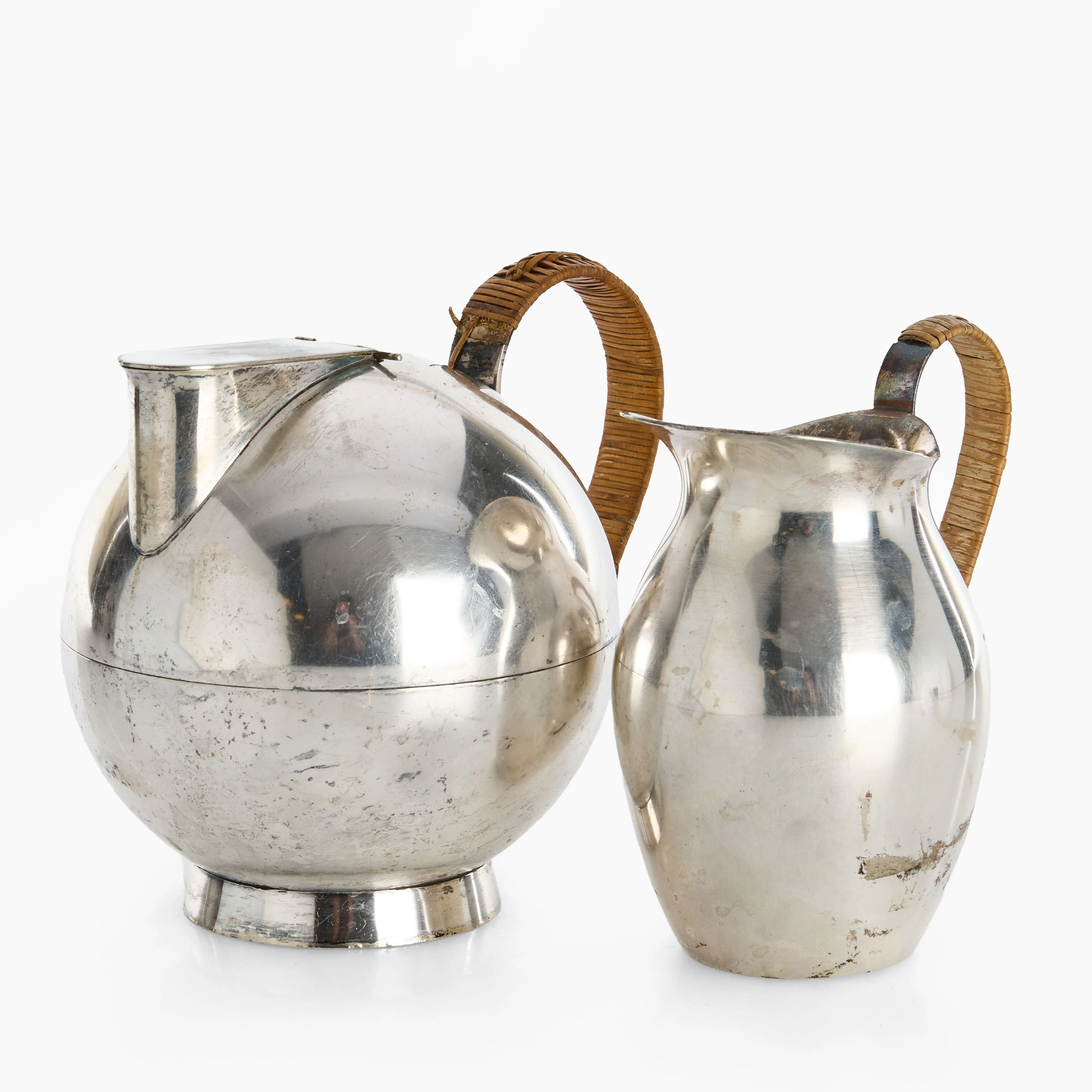 KANNOR, 2 st, bl.a. Sylvia Stave för CG Hallberg (CGH), nysilver