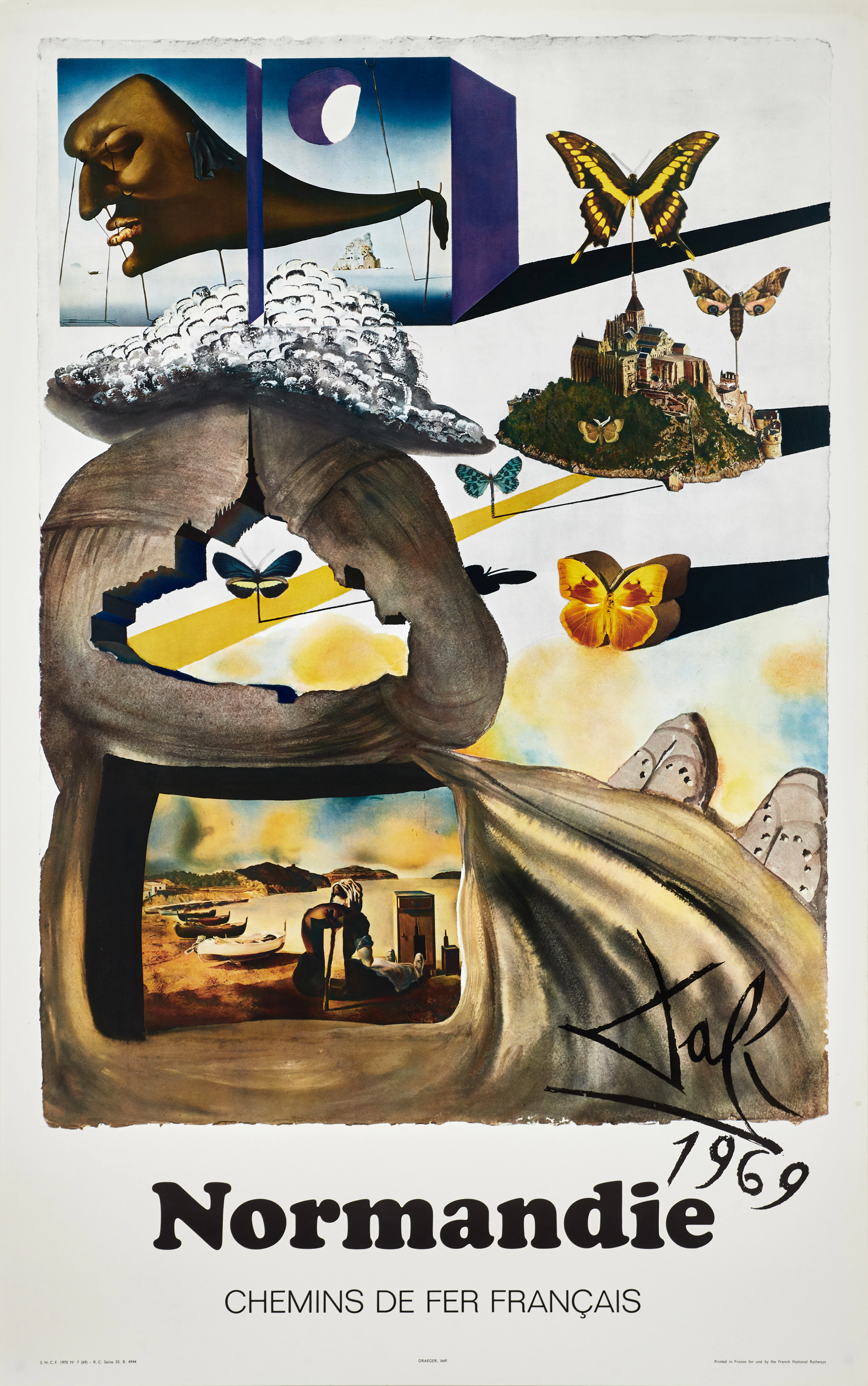 SALVADOR DALÍ. Reklamaffischer 4 st, Chemins de fer france, 1969