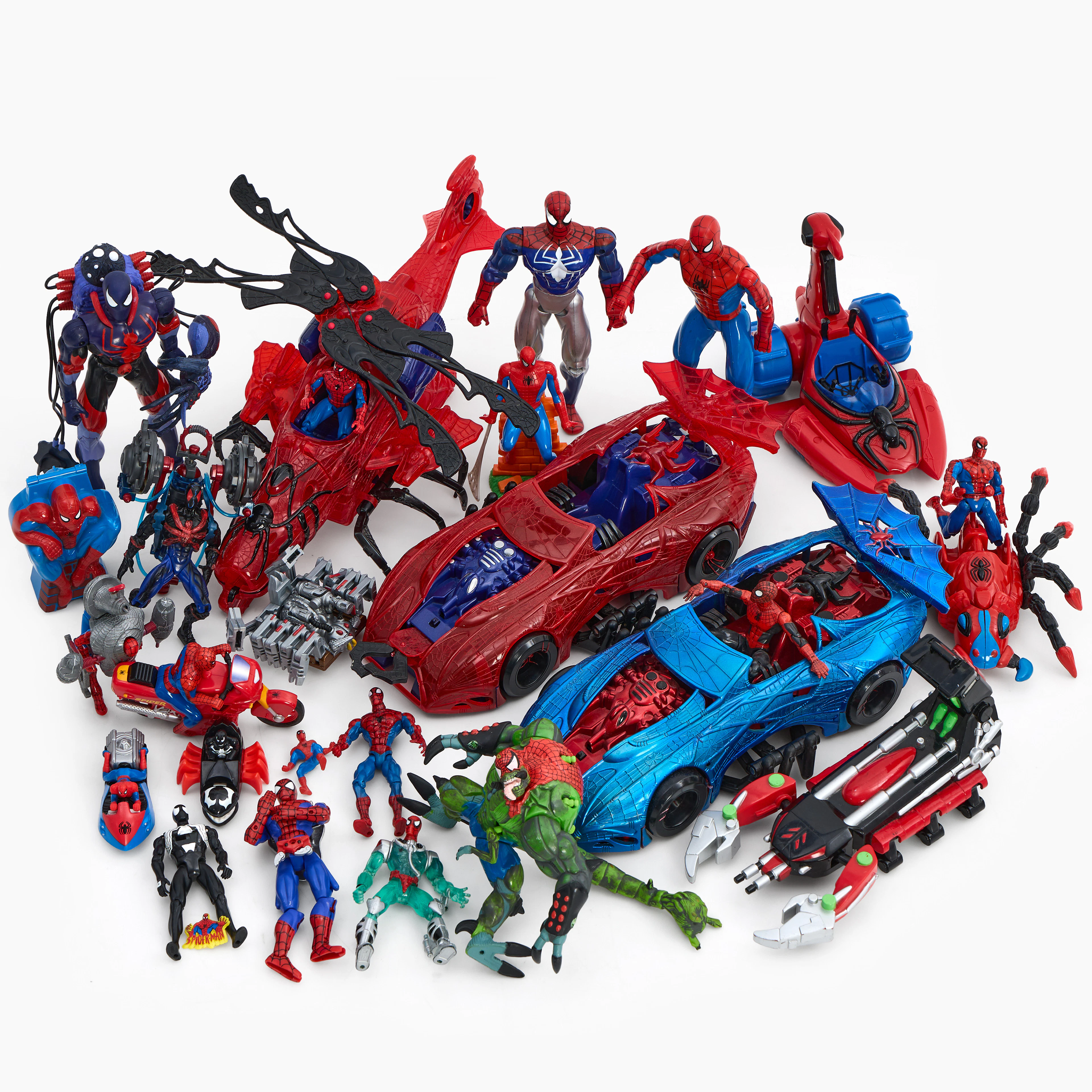 SPIDER-MAN. Actionfigurer och leksaker, 23 delar, till stor del Toy