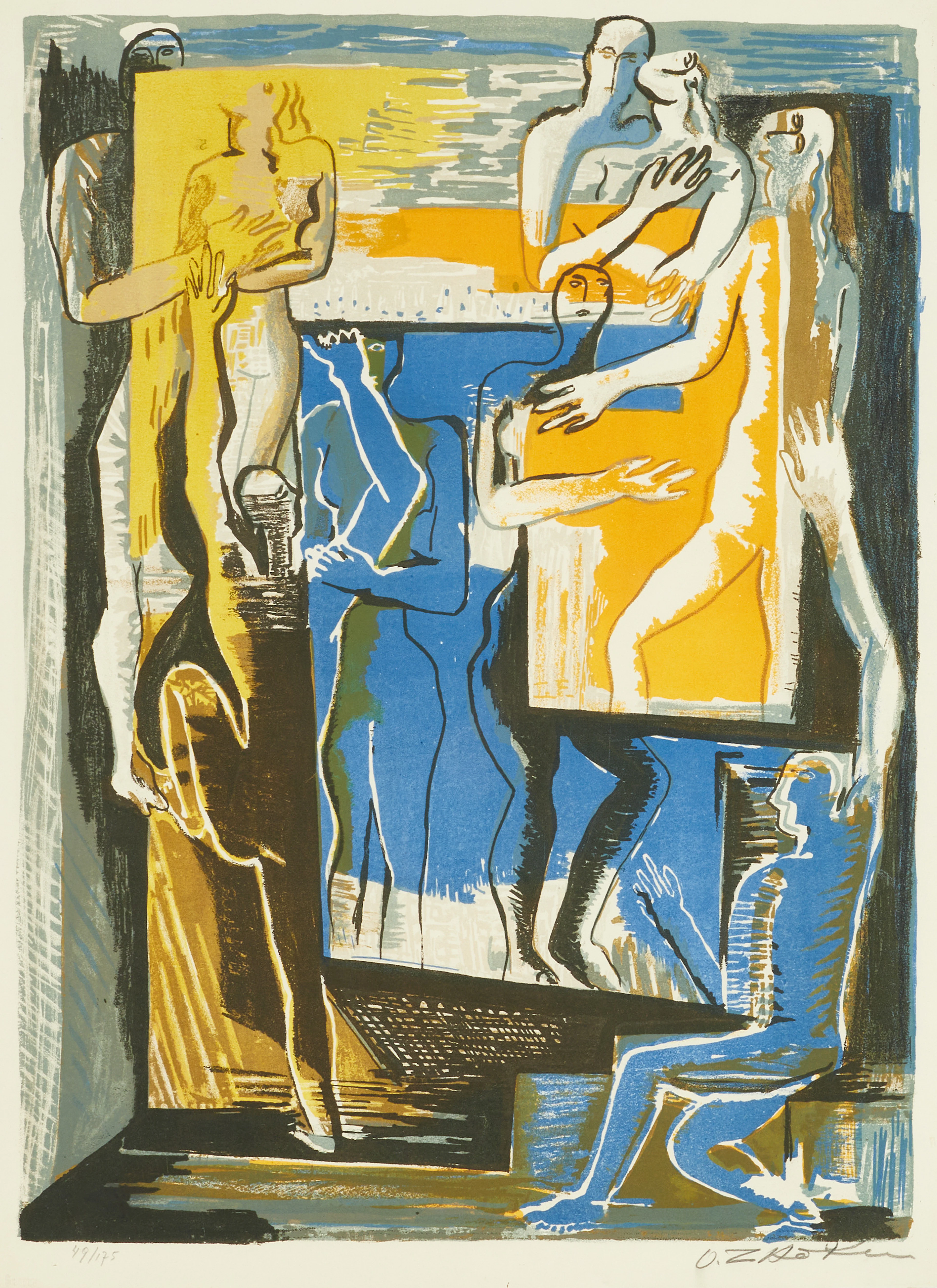OSSIP ZADKINE (Frankrike, 1890-1967). "Les marionettes" (1956), signerad