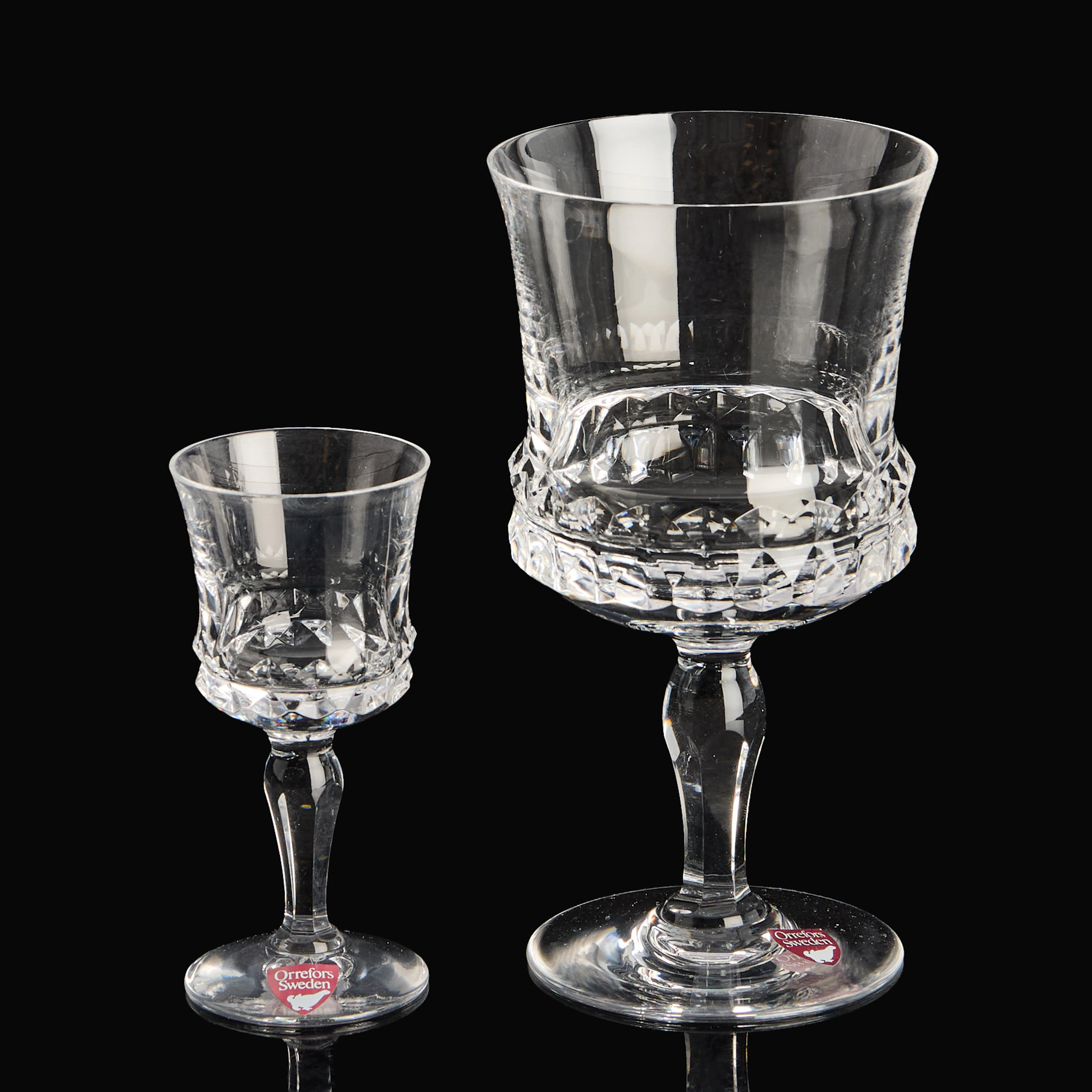 INGEBORG LUNDIN. Likör- & rödvinsglas, 10+12 st, "Silvia", Orrefors