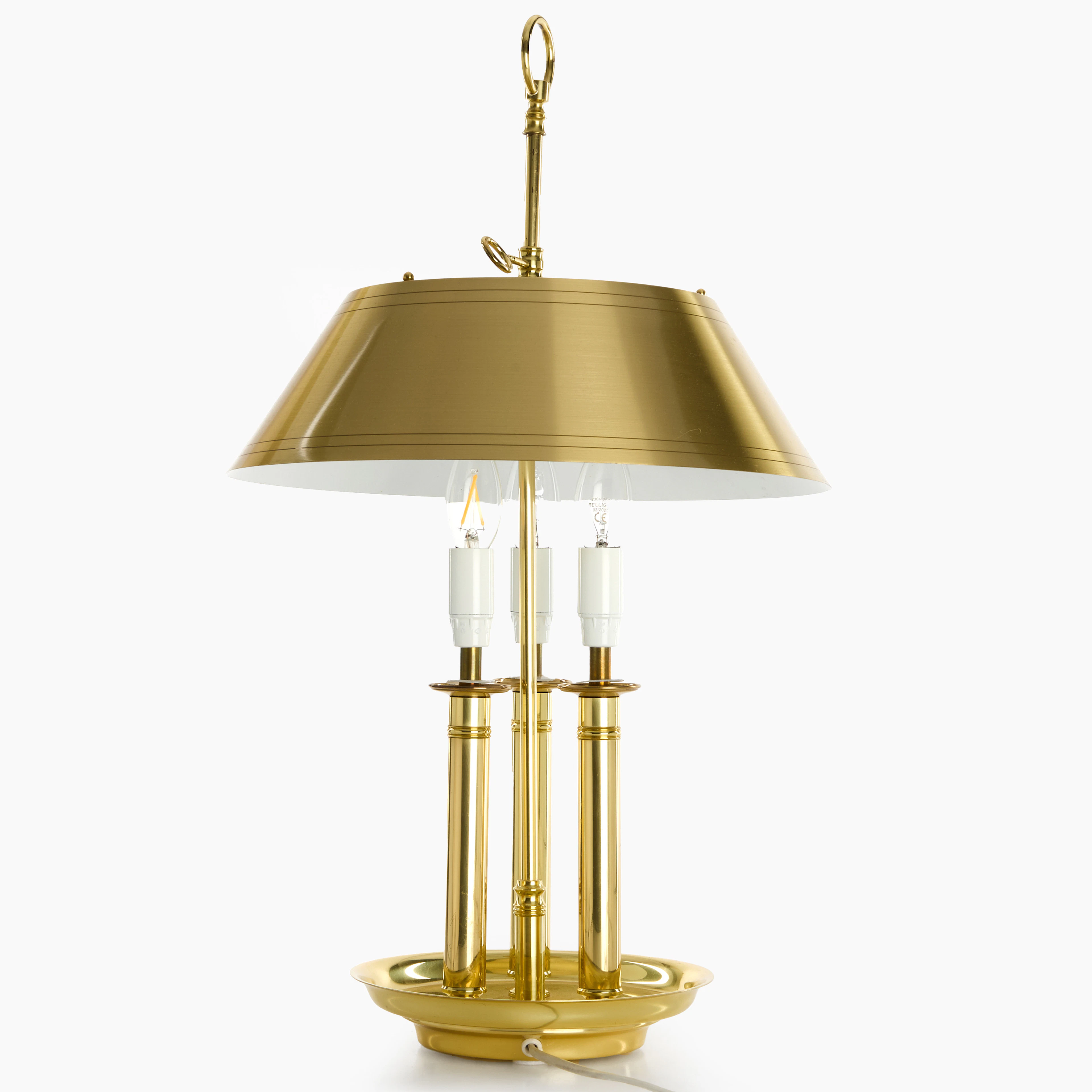 BORDSLAMPA, Bouillotte-modell, ÖIA, 1900-talets andra hälft, mässingsplåt