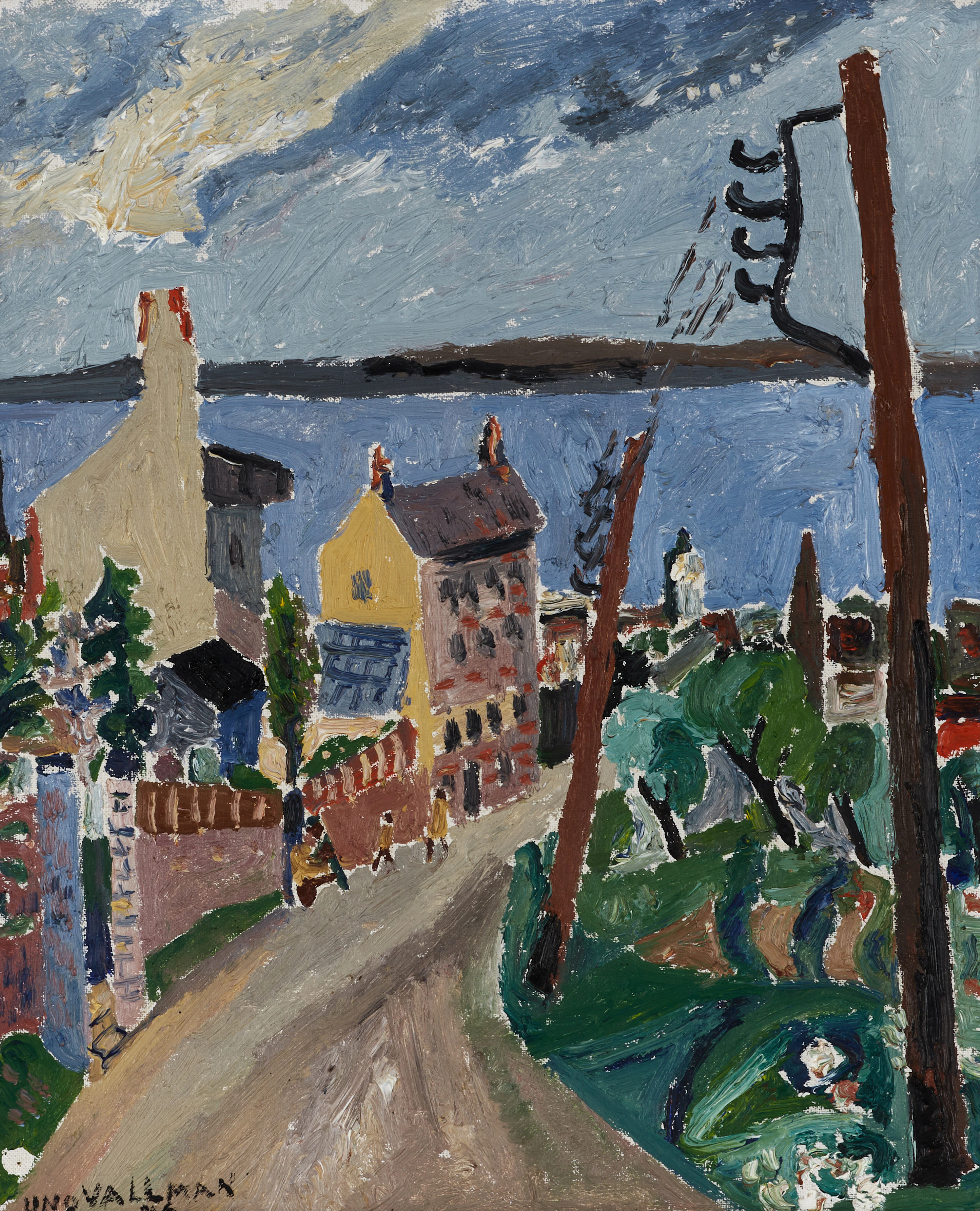 UNO VALLMAN (1913–2004). Stadsmotiv, signerad och daterad -36, olja på duk.