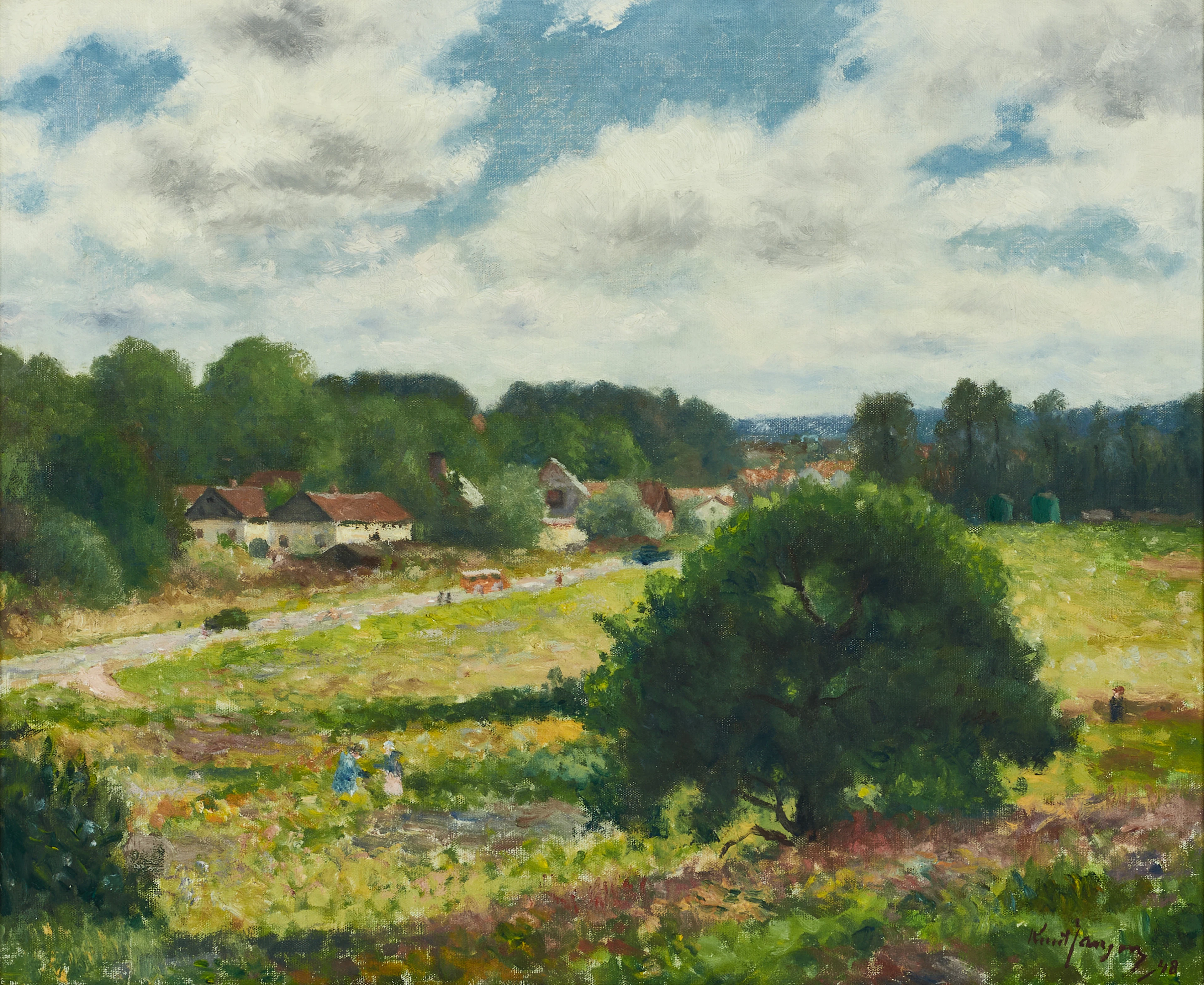 KNUT JANSON (1882-1966). "Sensommar, Sockenvägen, Enskede”, signerad