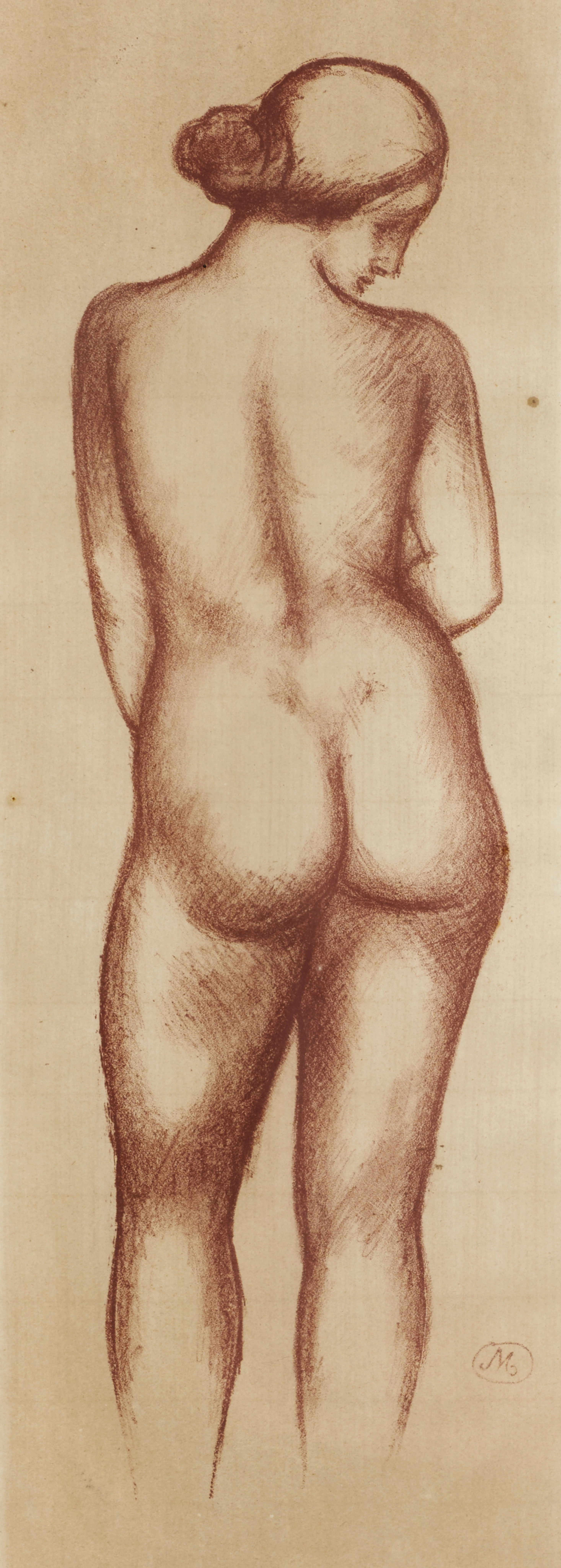 ARISTIDE MAILLOL. (Frankrike, 1861-1944). Modellstudie, stämpelsignerad
