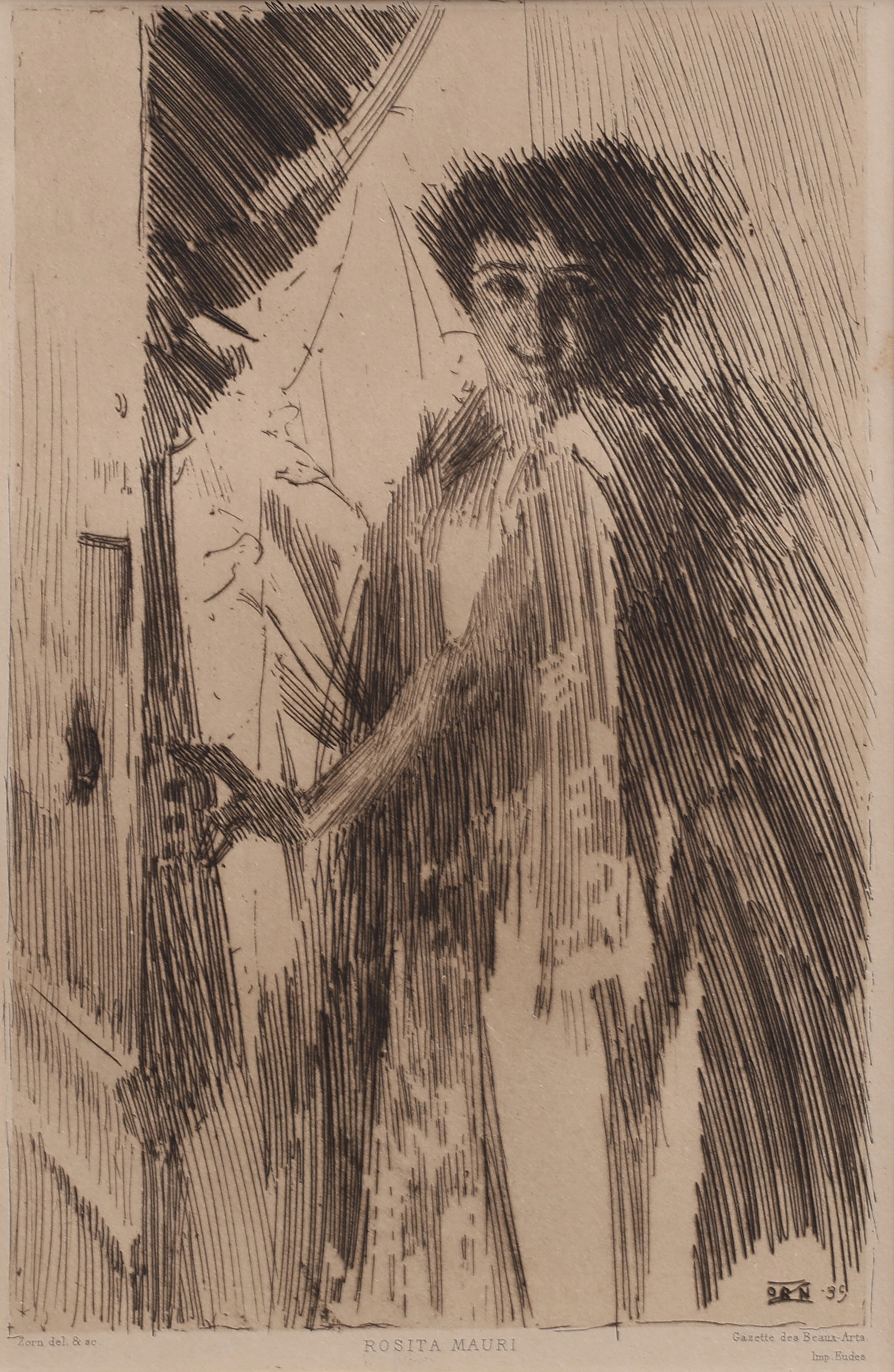 ANDERS ZORN. ETSNING, "ROSITA MAURI", 1889, ÉTAT 4, OSIGNERAD UR GAZETTE
