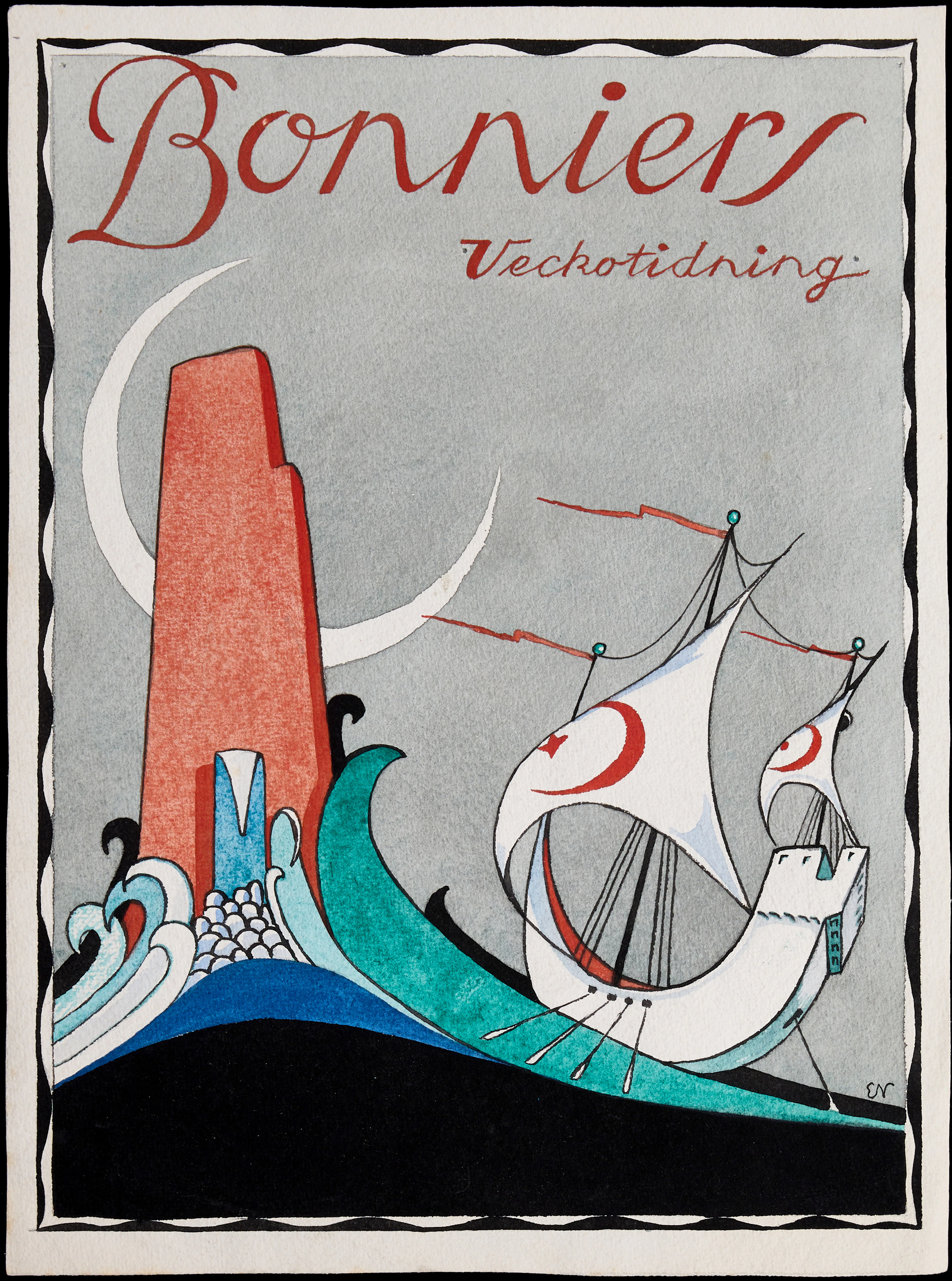 EINAR NORELIUS (1900-1985). Originalillustration till Bonniers veckotidning