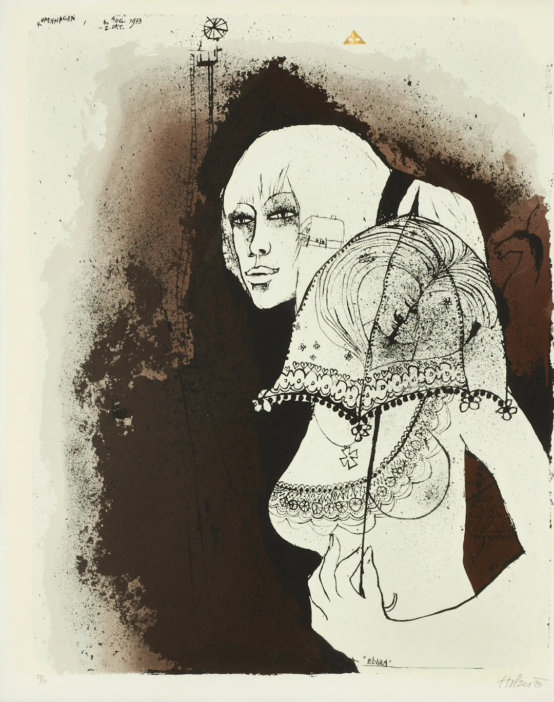 ADI HOLZER (ÖSTERRIKE, 1936–). Grafiska blad, 2 st, signerade, litografiska