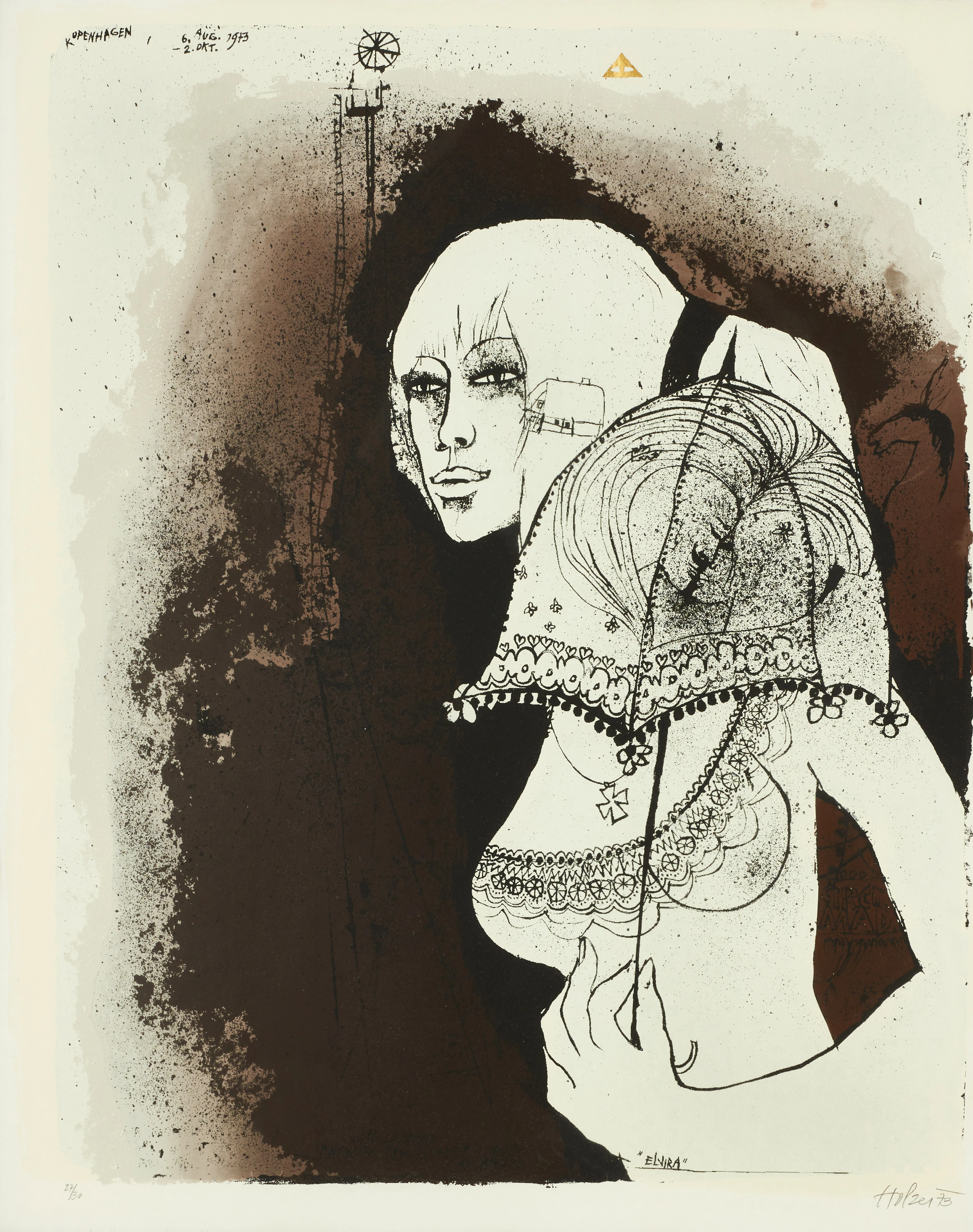 ADI HOLZER (ÖSTERRIKE, 1936–). Grafiska blad, 2 st, signerade, litografiska