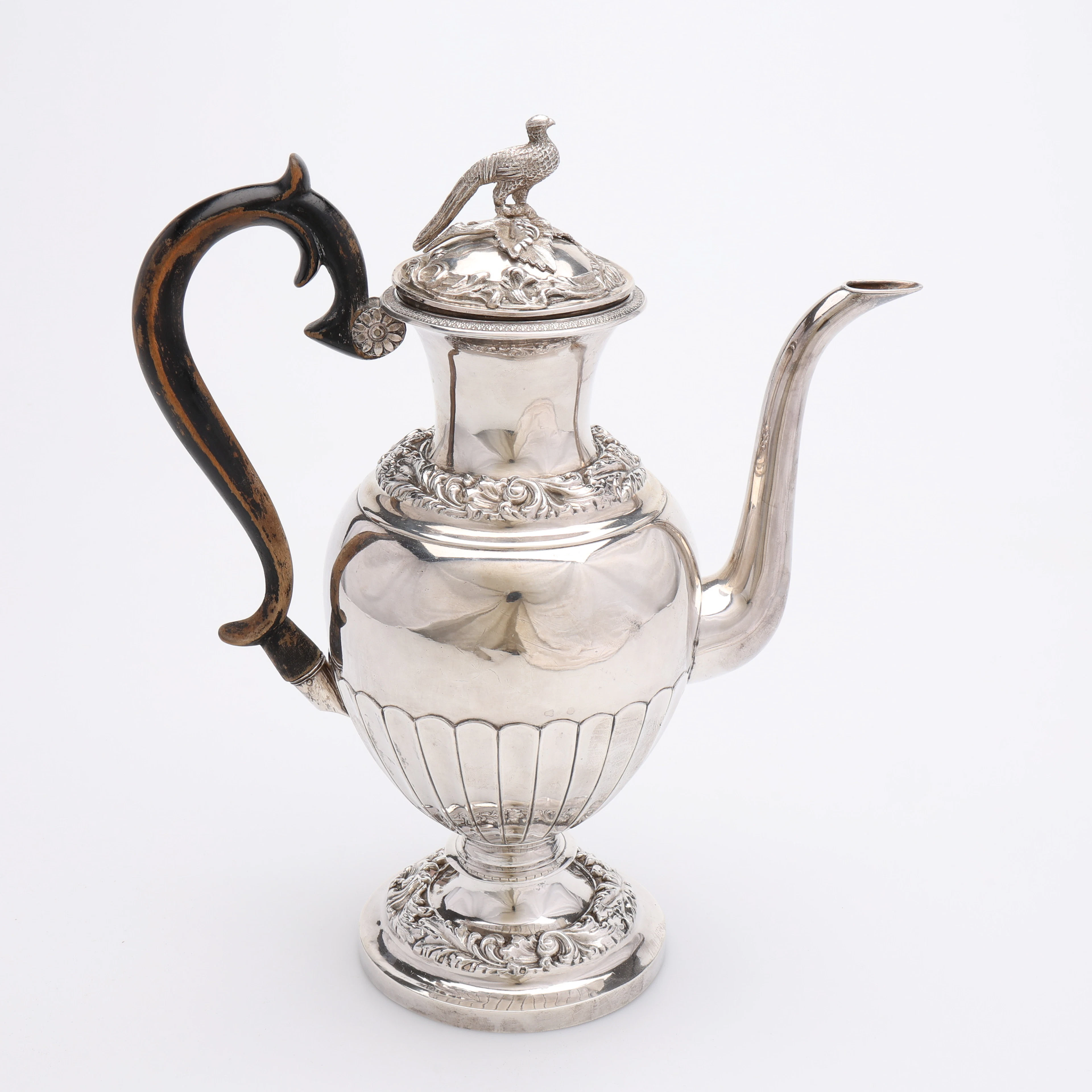 KAFFEKANNA, SILVER MED SVÄRTAD TRÄHÄNKEL, ABRAHAM EDBORG, JÖNKÖPING