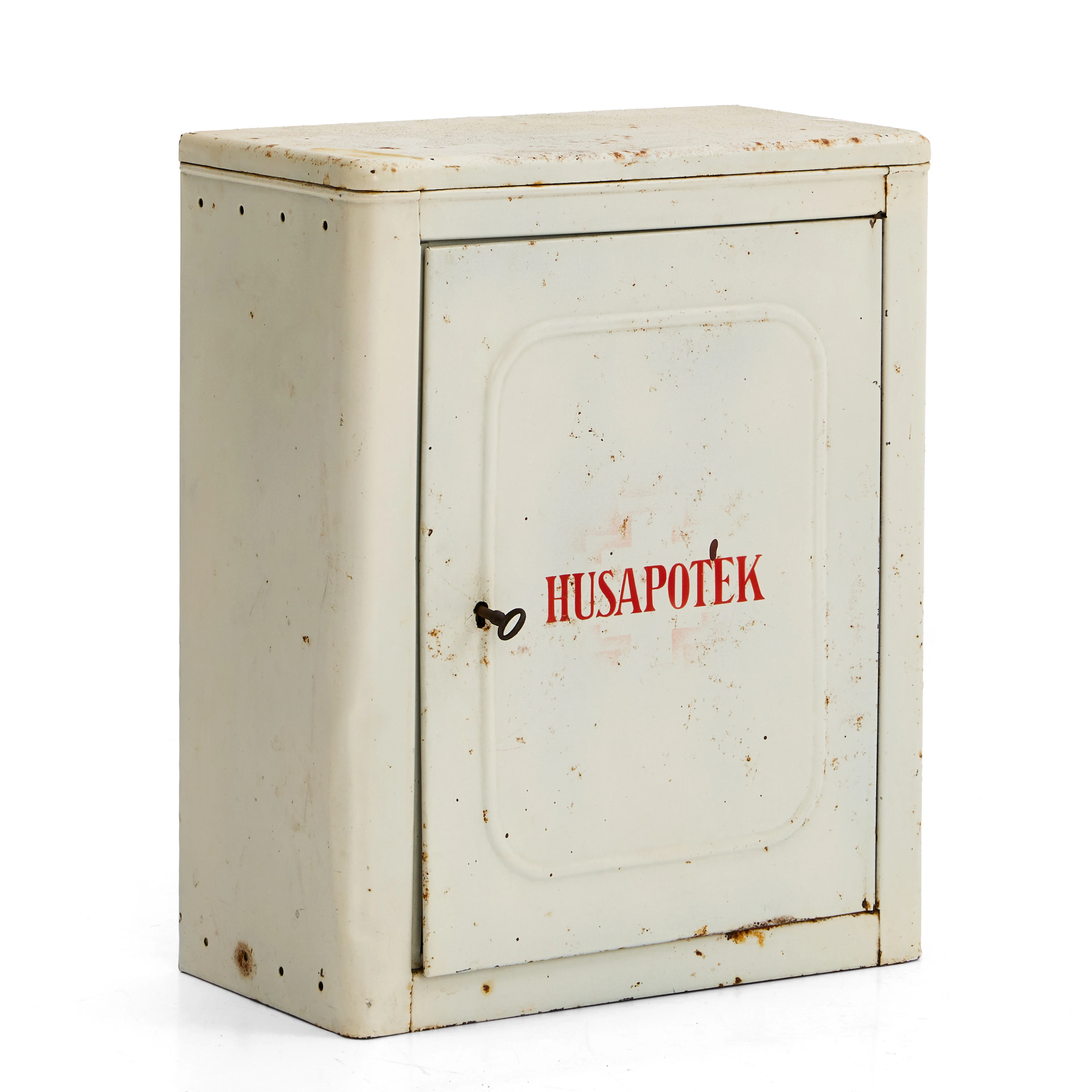 MEDICINSKÅP, "Husapotek'', målad plåt, 1900-talets mitt.