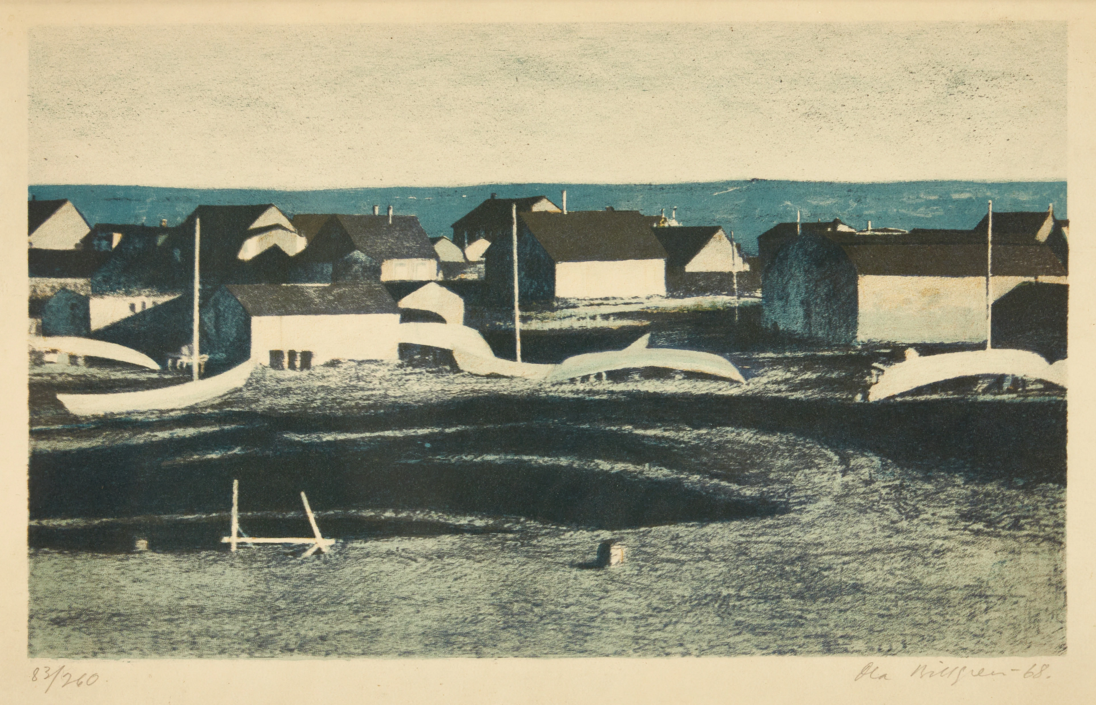 OLA BILLGREN (Sverige, 1940-2001). "BY" - fiskeläge, signerad, numrerad