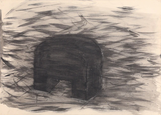 STINA EBERS 1962-2025. BLANDTEKNIK, TUSCH, PORTAL, OSIGNERAD, 1980-TAL.