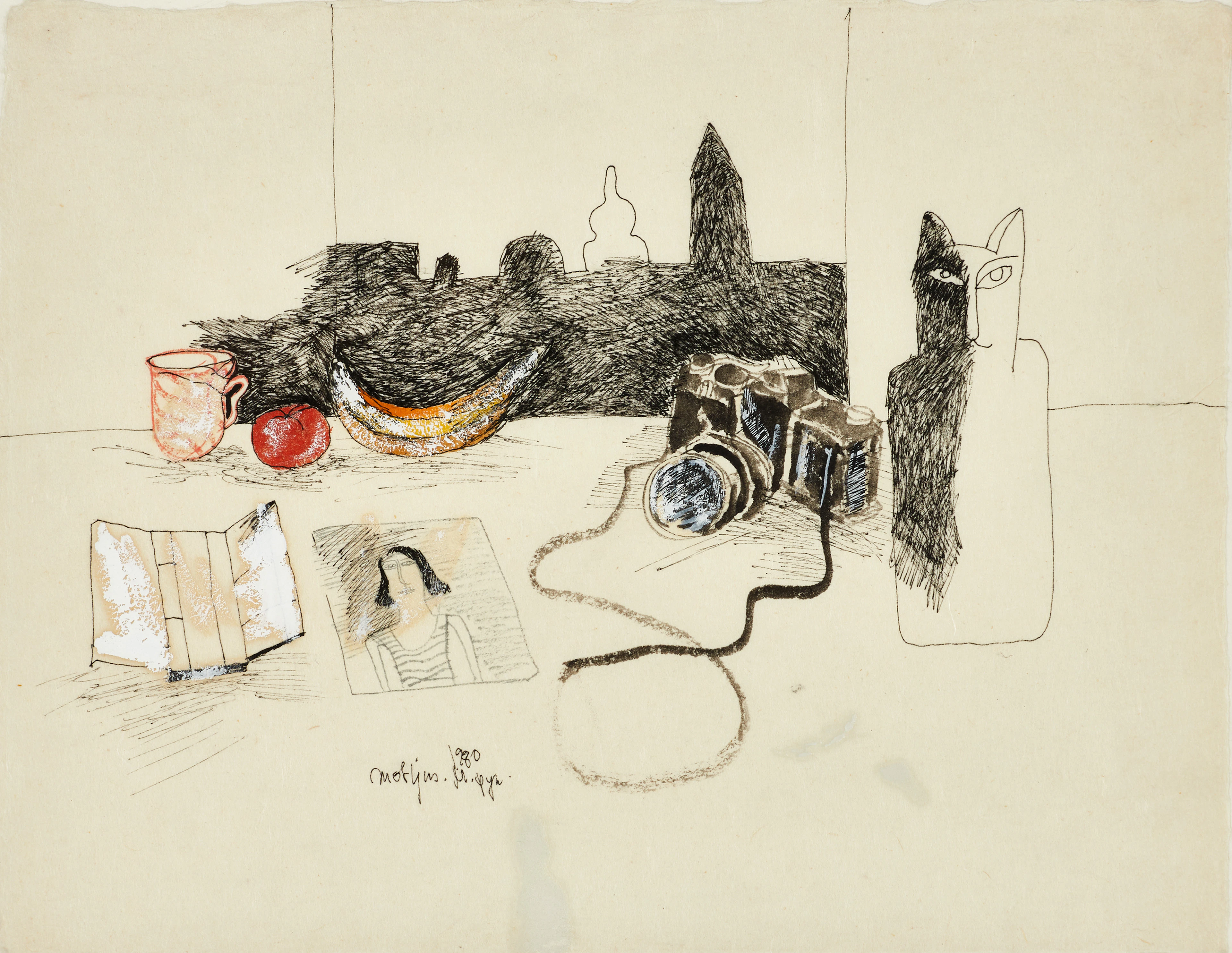 MADELEINE PYK (FÖDD 1934). "Motljus", signerad, blandteknik på papper.