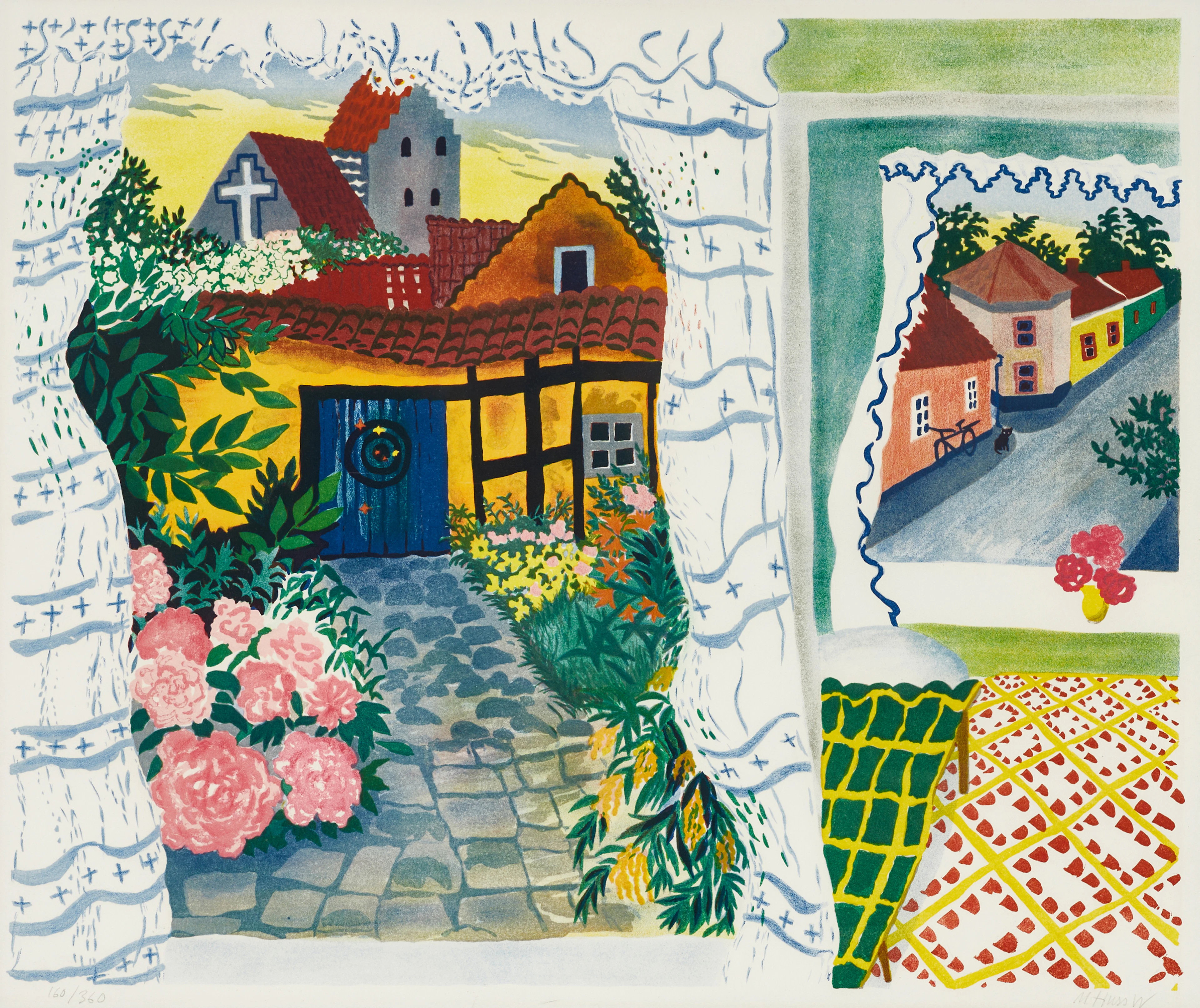 MONA HUSS WALIN (född 1944). "Trädgård i Simrishamn", 1974, signerad