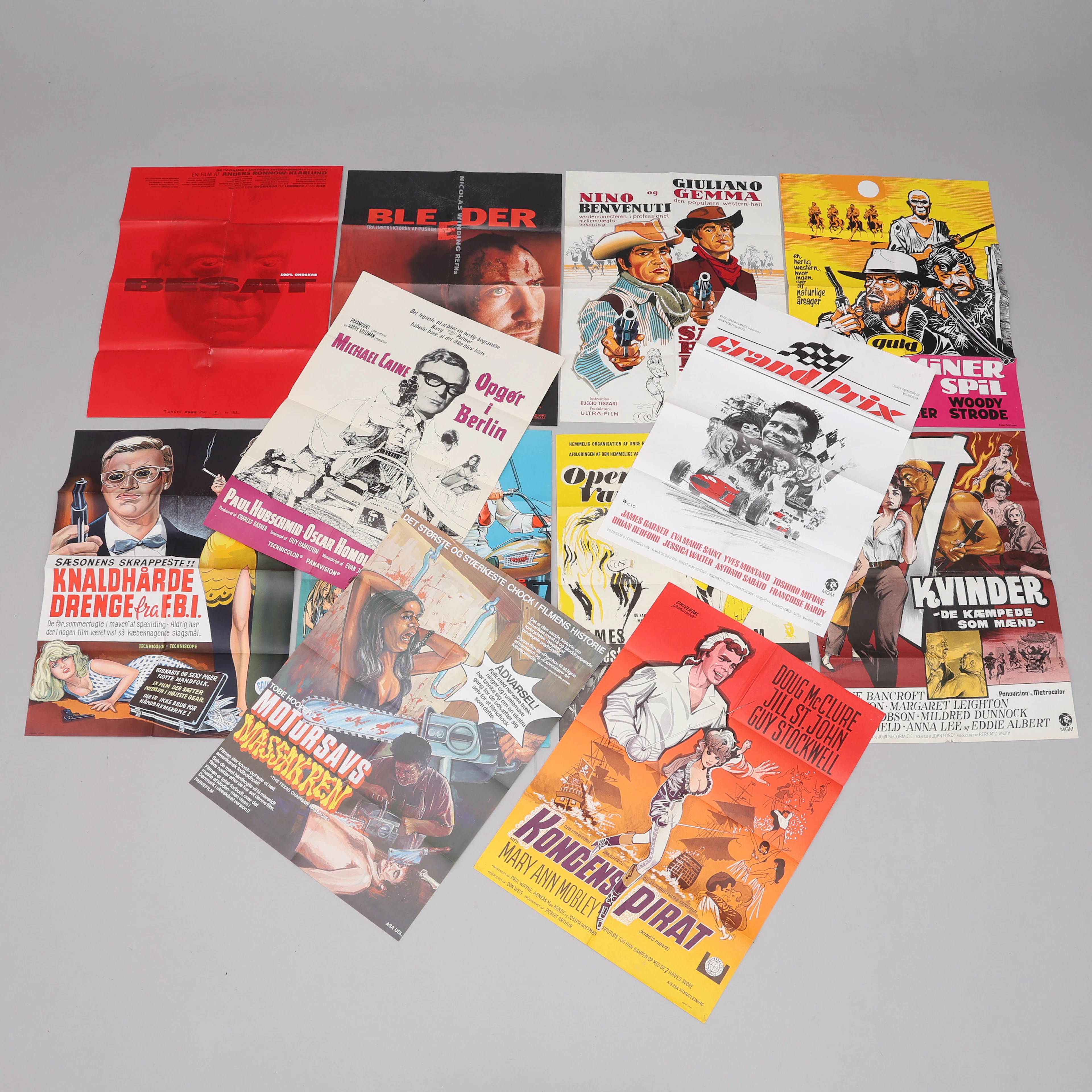 DANSKA FILMAFFISCHER, 12 ST, 1960/70 & 90-TALSTITLAR.