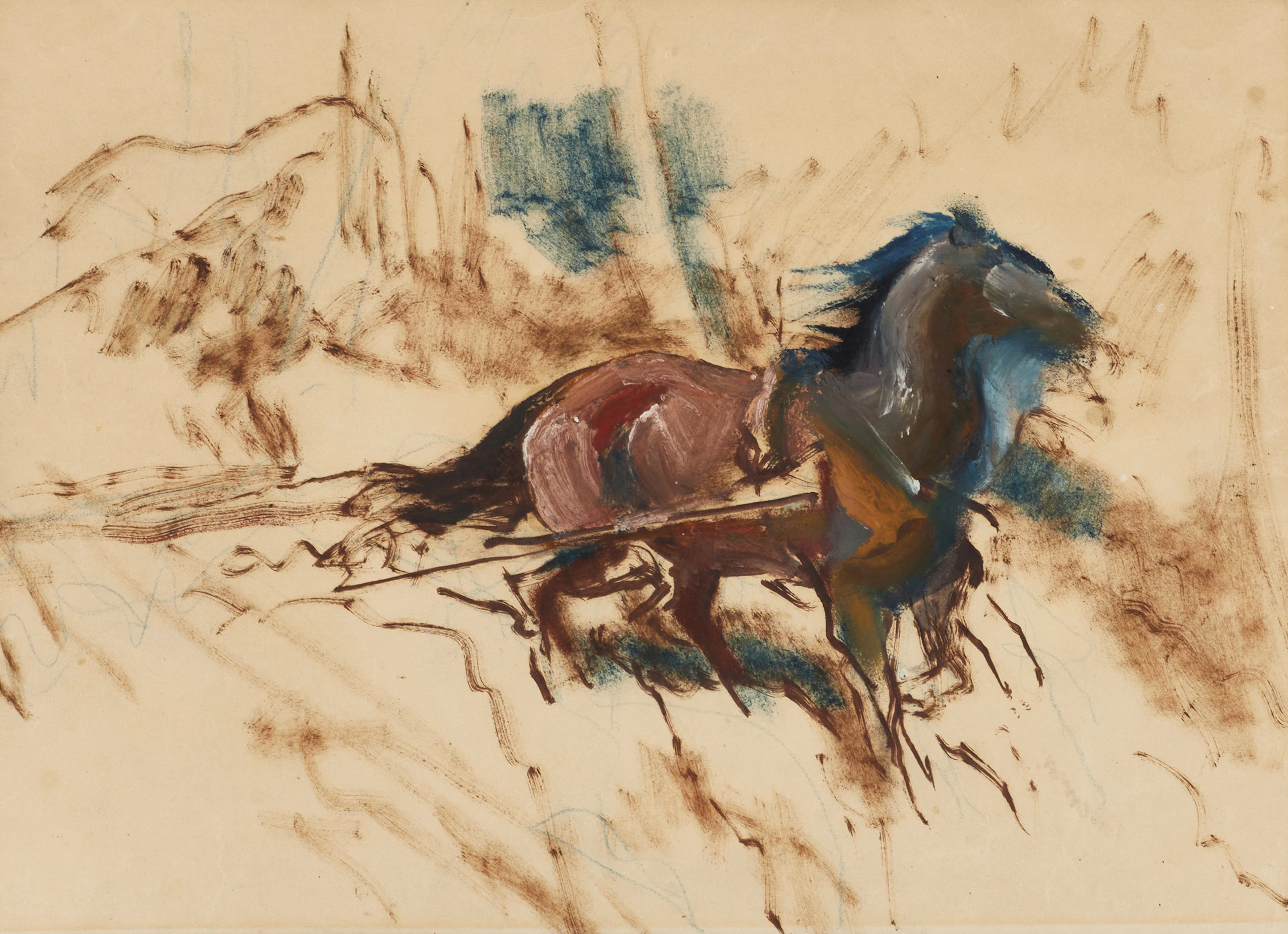 GEORG STOOPENDAAL (1866-1953): Häst, intygad a tergo, gouache.