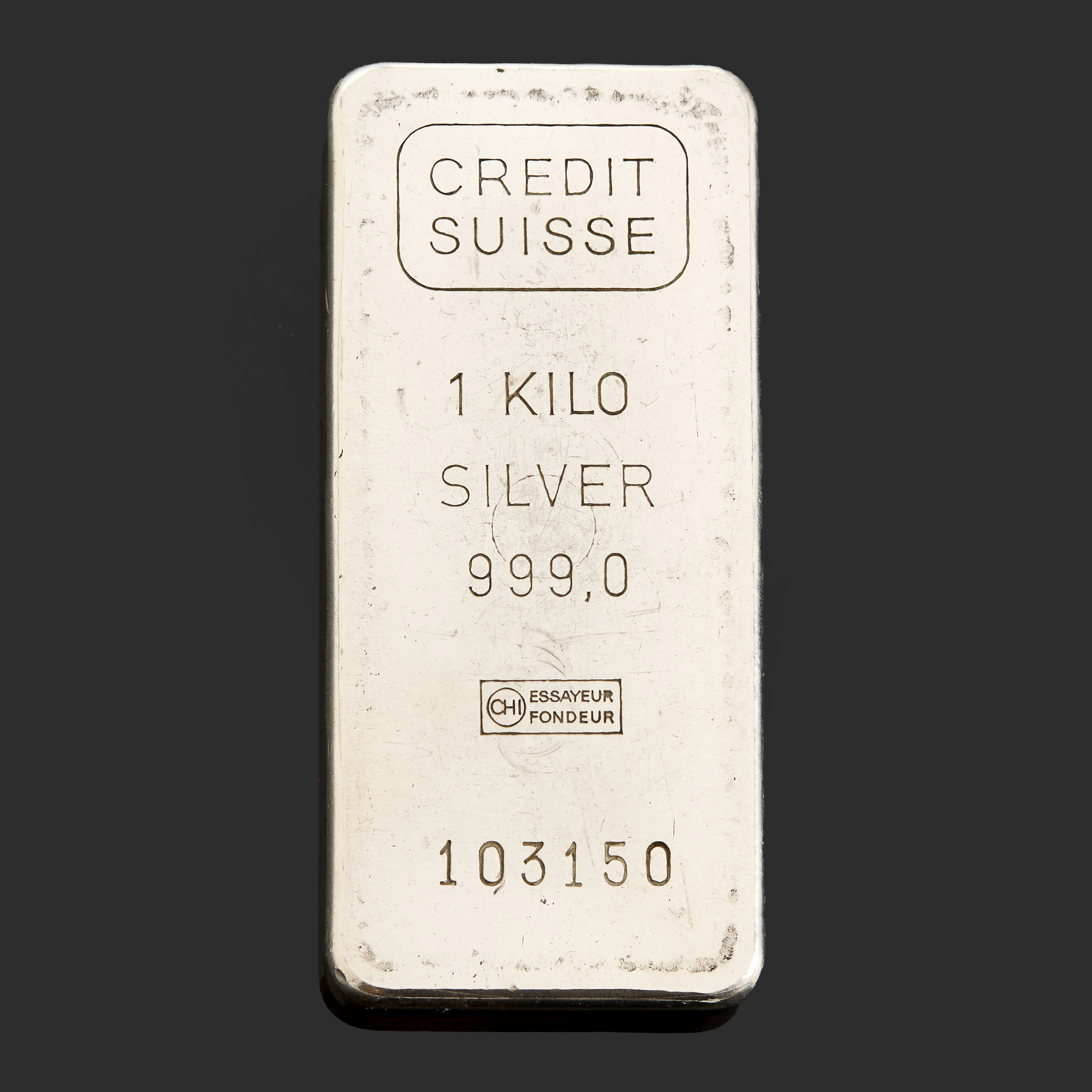 SILVERTACKA, 999,0 silver, Credit Suisse, ca 1000 gram.