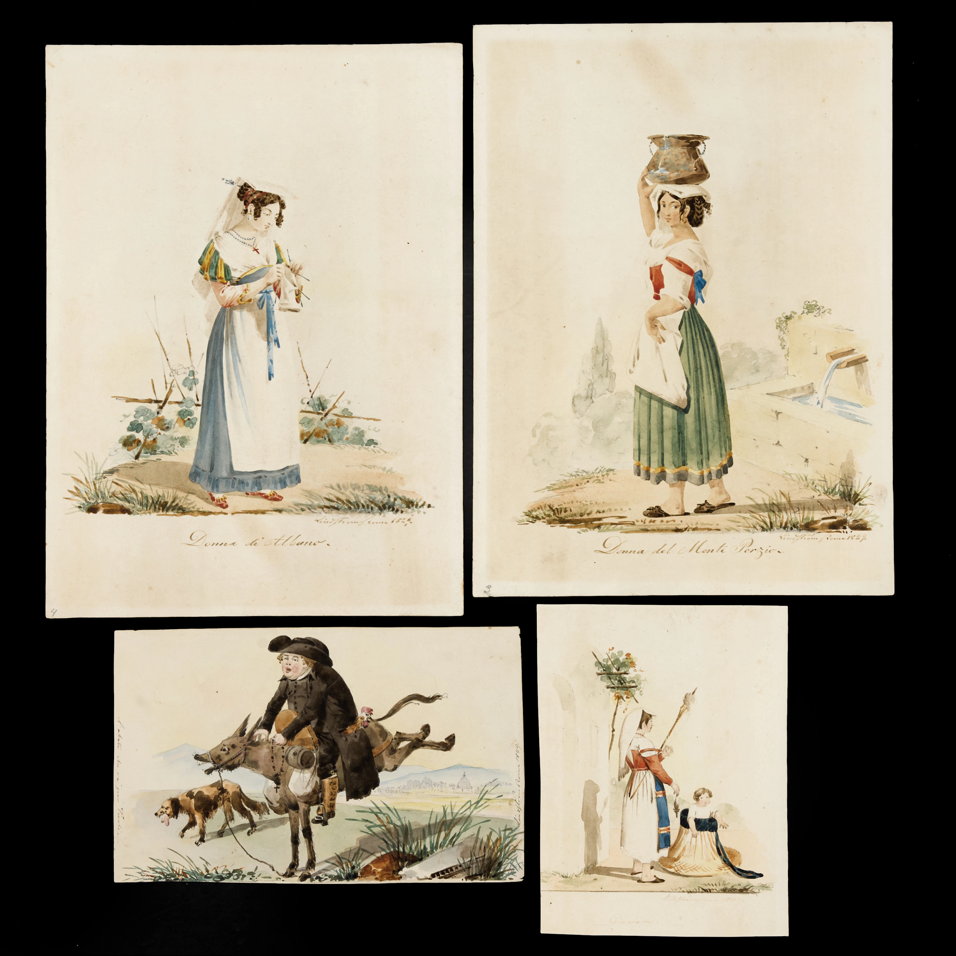 CARL JACOB LINDSTRÖM (1801-ca 1846), fyra akvareller, samtliga signerade