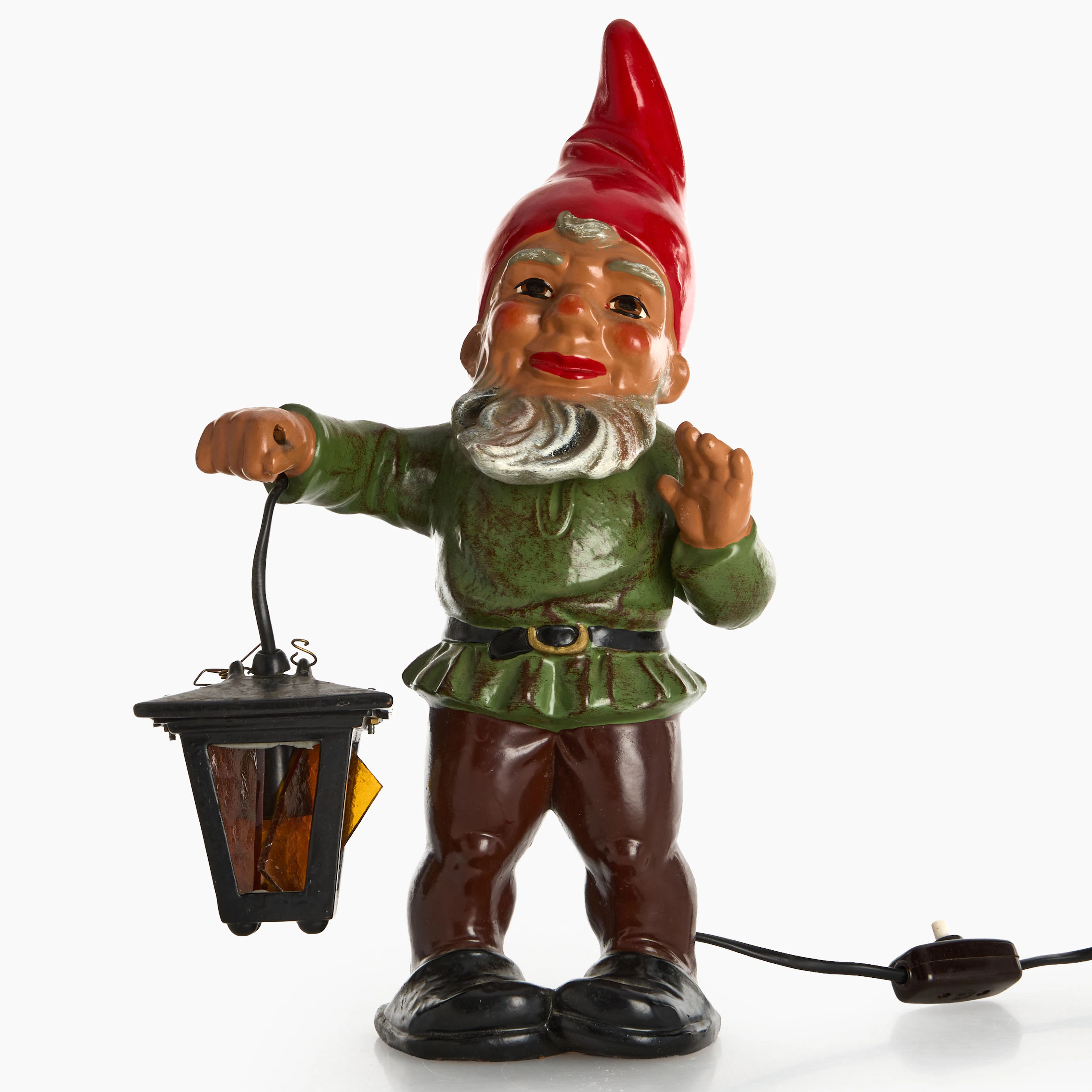 TOMTE MED BELYSNING, Heissner, Tyskland, 1960-tal. bemålad terrakotta.